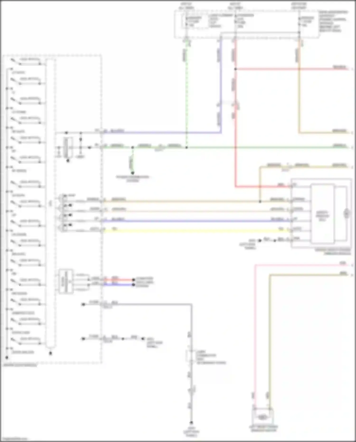 Wiring diagram left rear power window motor for Kia Sorento Prime III facelift (2017-2020) (1 of 4)