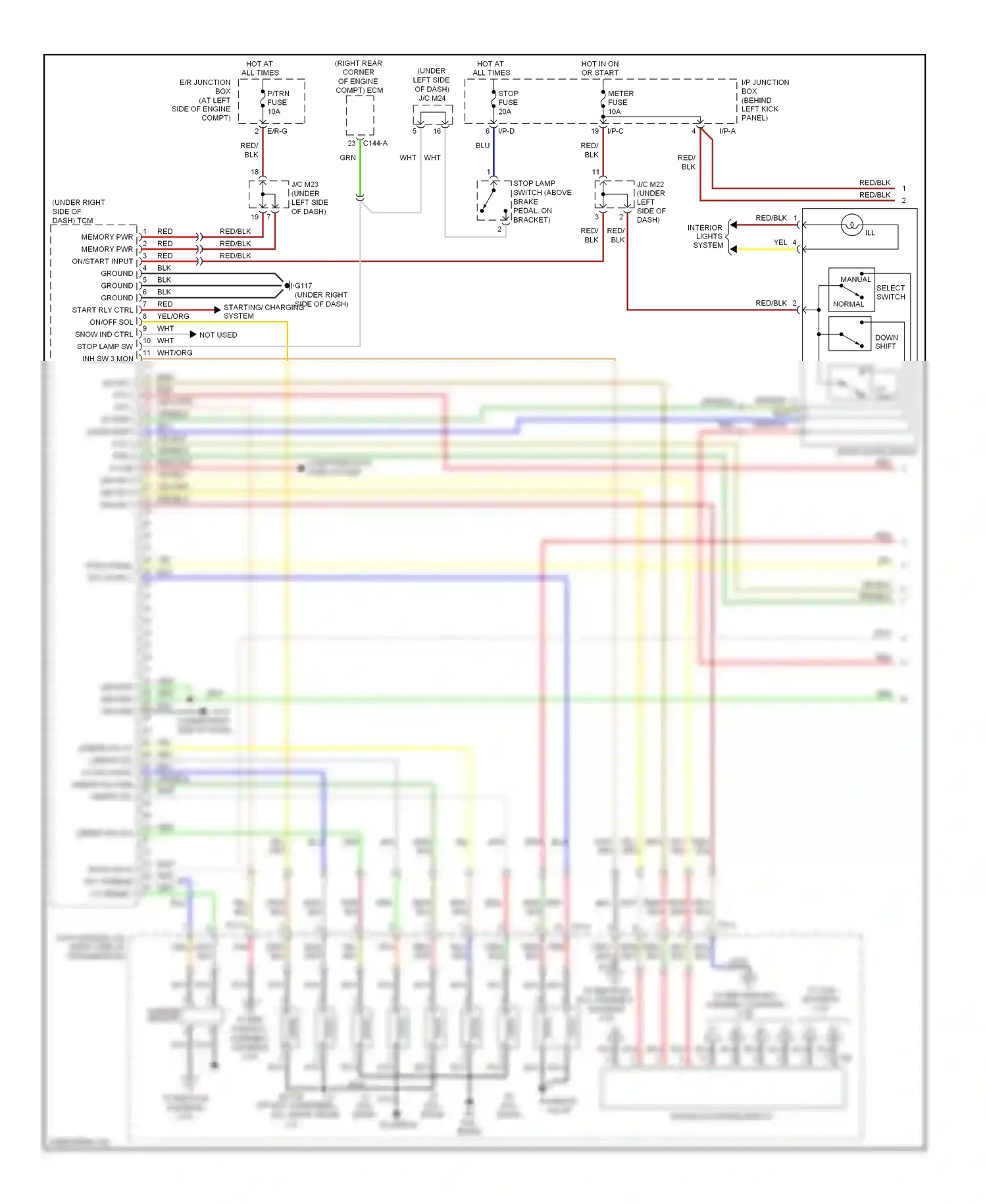 Kia Sorento I facelift (2006-2011) down shift wiring diagram  (1 of 1)