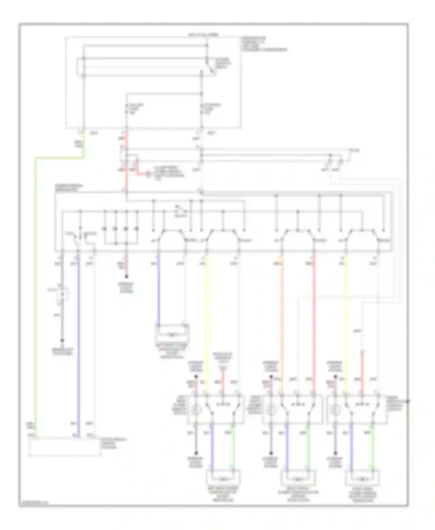 Wiring diagram right rear power window switch for Kia Sorento I (2002-2006) (3 of 3)