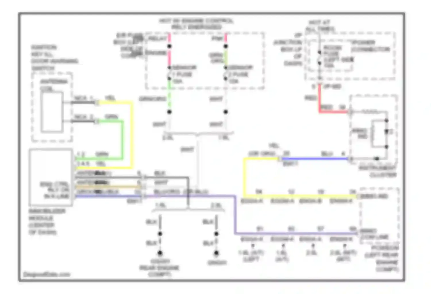 Wiring diagram ignition key ill, door warning switch for Kia Soul I facelift (2011-2014) (2 of 2)