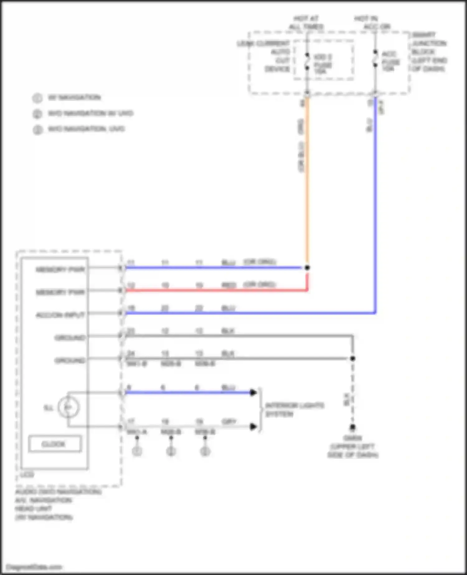 Wiring diagram acc/on input for Kia Soul II facelift (2016-2019) (2 of 3)