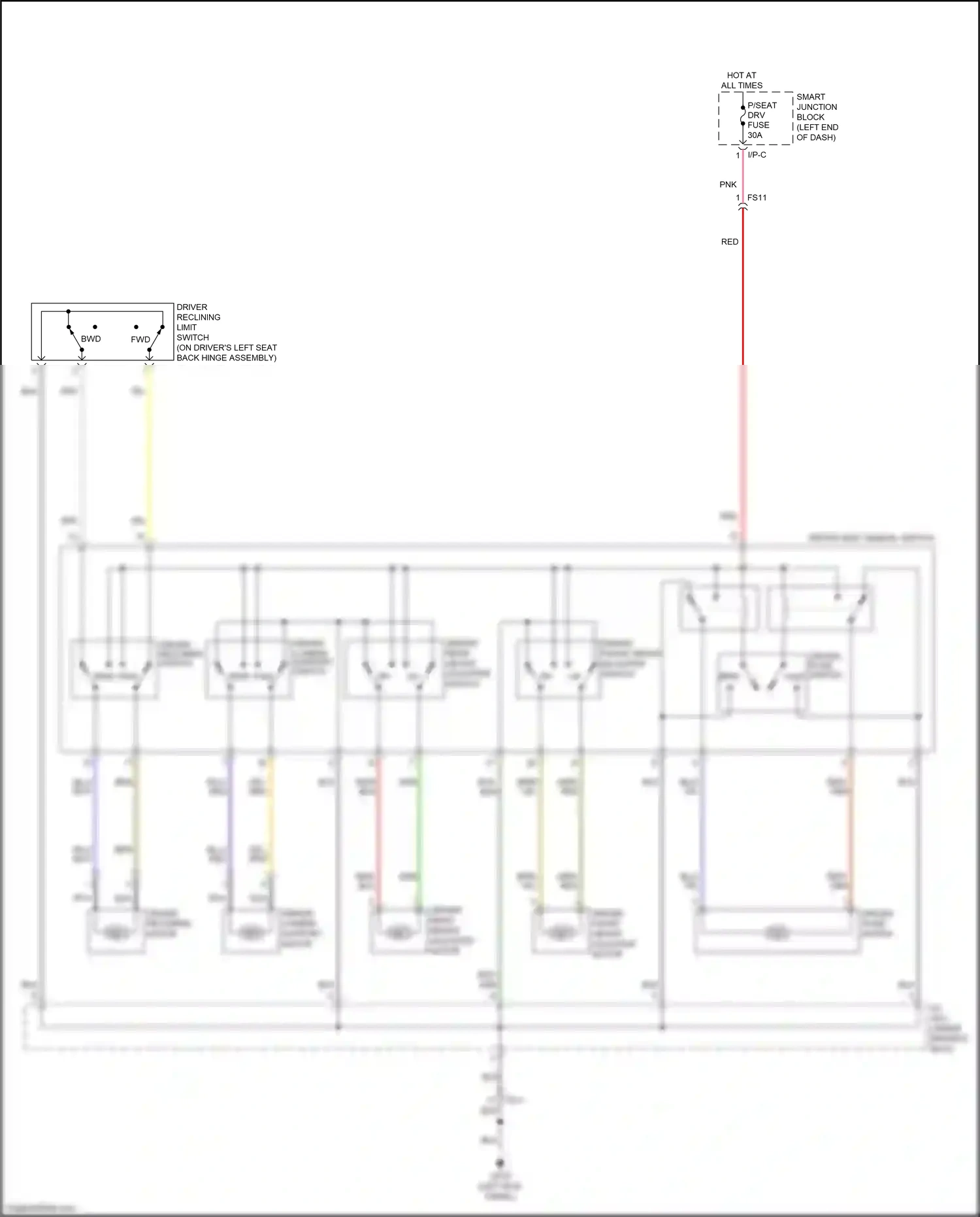 Wiring diagram driver lumbar support switch for Kia Soul II facelift (2016-2019) (1 of 1)