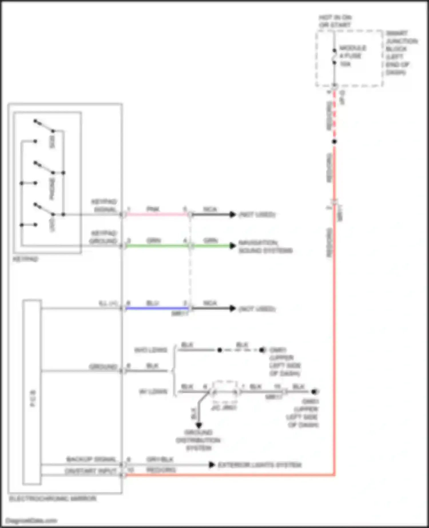 Wiring diagram electrochromic mirror for Kia Soul II facelift (2016-2019) (2 of 5)