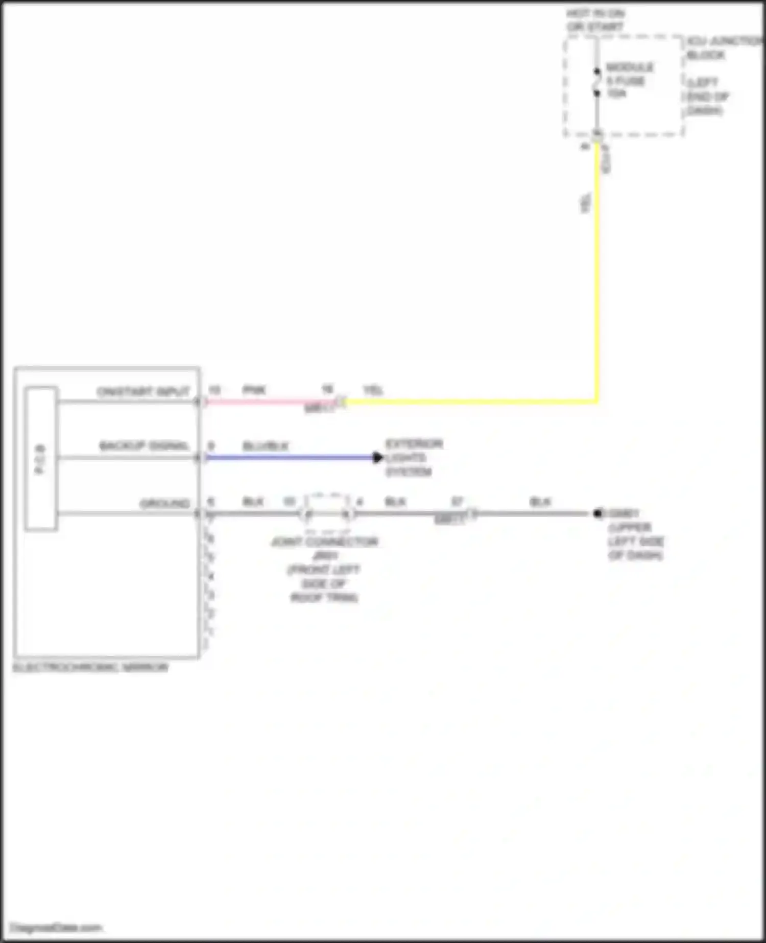 Soul Kia III facelift (2022-2024): Electrochromic mirror circuit, w/o mts