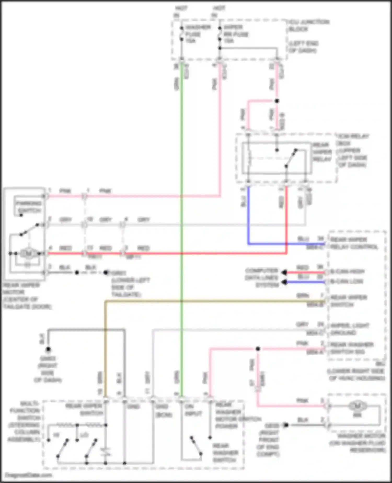Soul Kia III facelift (2022-2024): Rear wiper/washer circuit