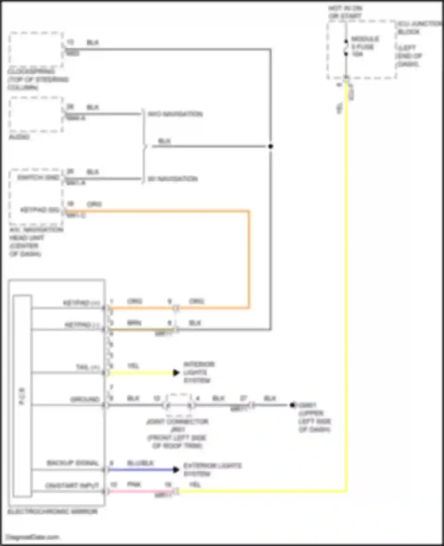 Wiring diagram electrochromic mirror for Kia Soul III facelift (2022-2024) (11 of 12)