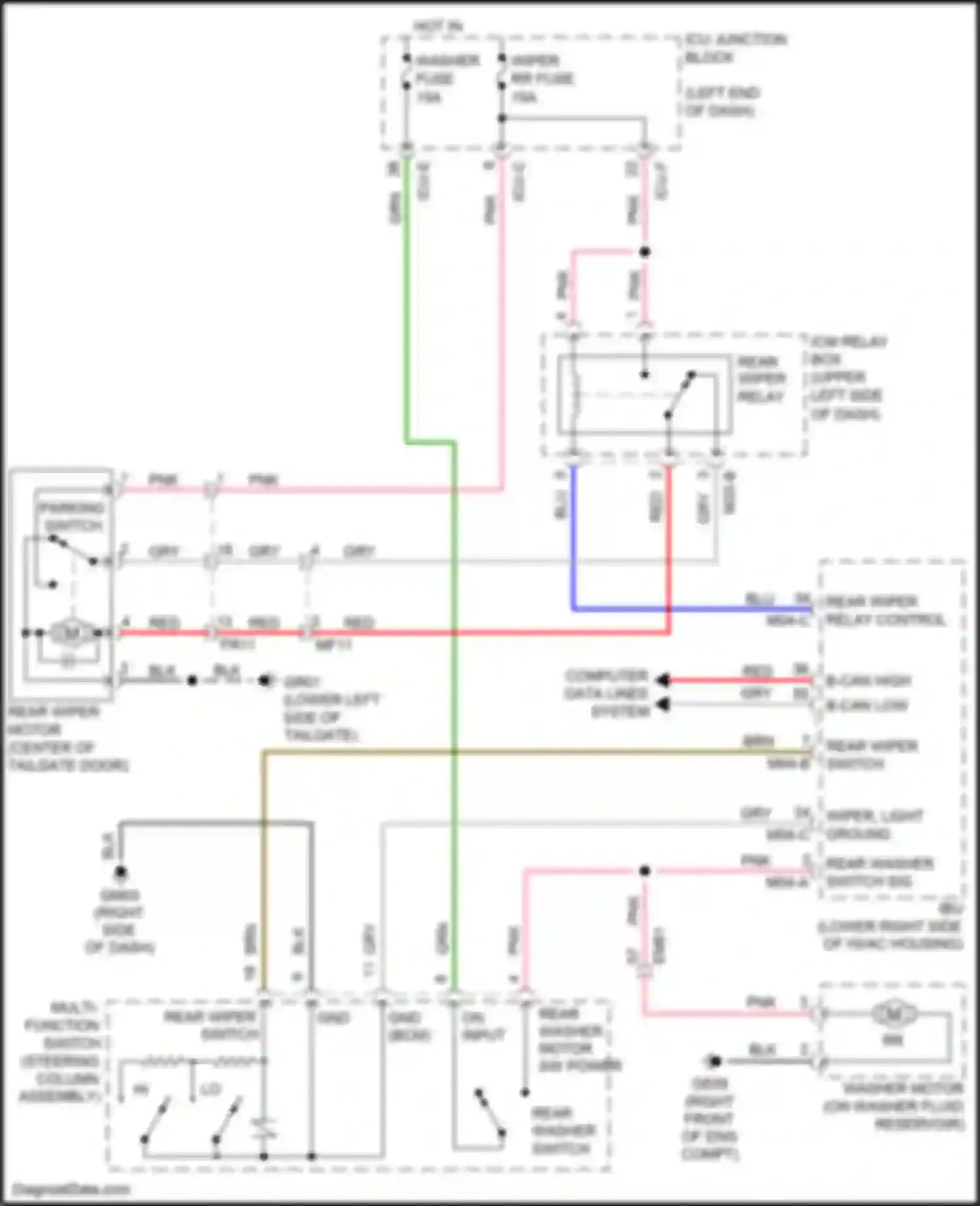 Wiring diagram rear wiper relay control for Kia Soul III (2019-2024) (1 of 1)