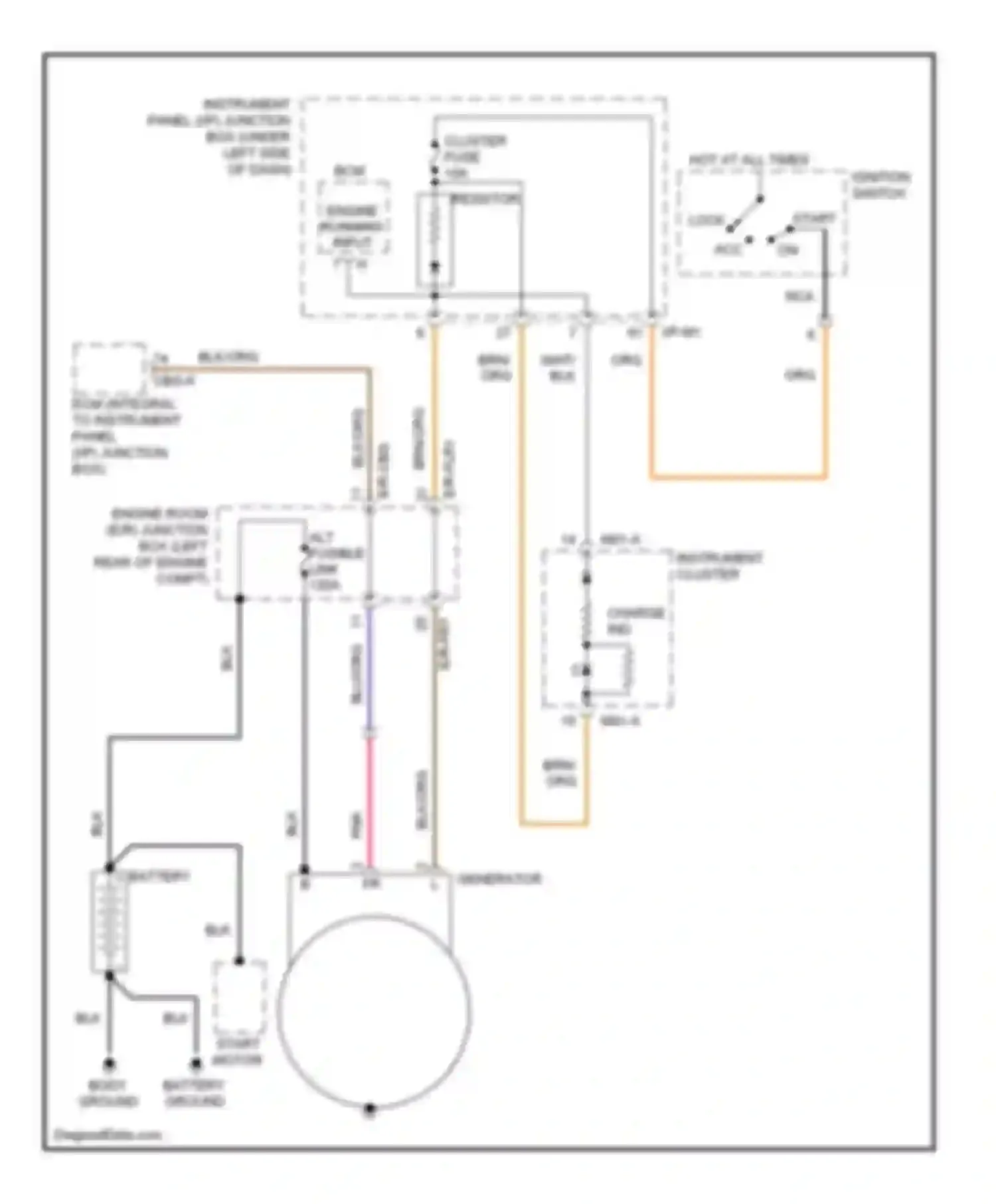 Spectra Kia I facelift 2 (2004-2011): Charging circuit