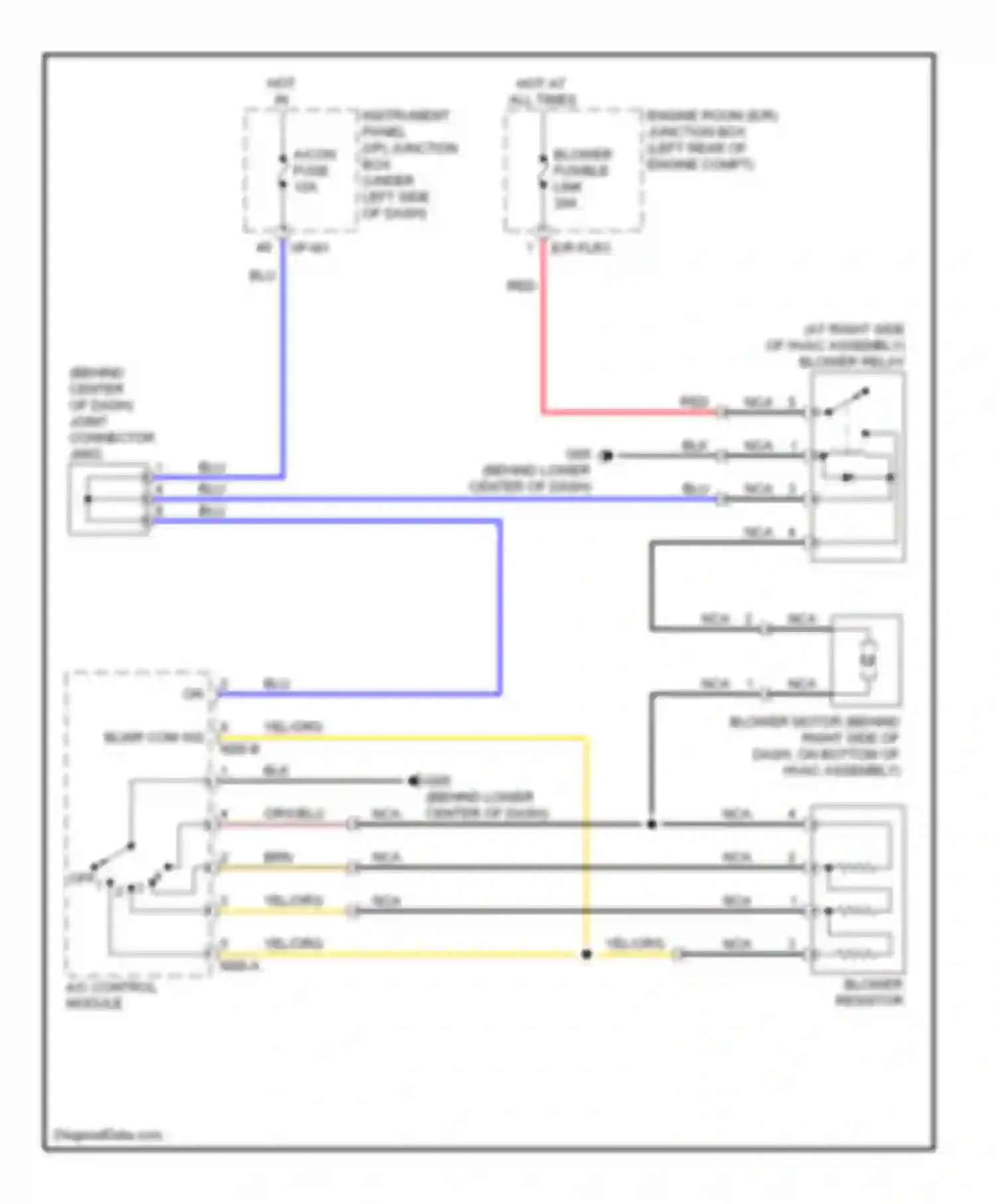 Wiring diagram a/c control module for Kia Spectra I facelift 2 (2004-2011) (3 of 4)