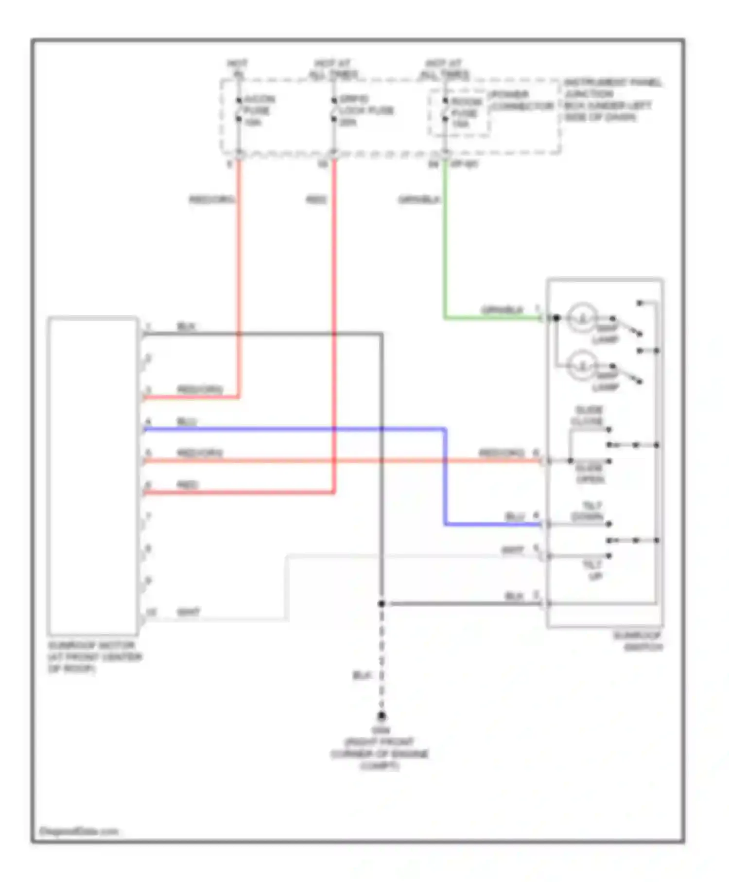 Wiring diagram a/con fuse for Kia Spectra I facelift 2 (2004-2011) (6 of 6)