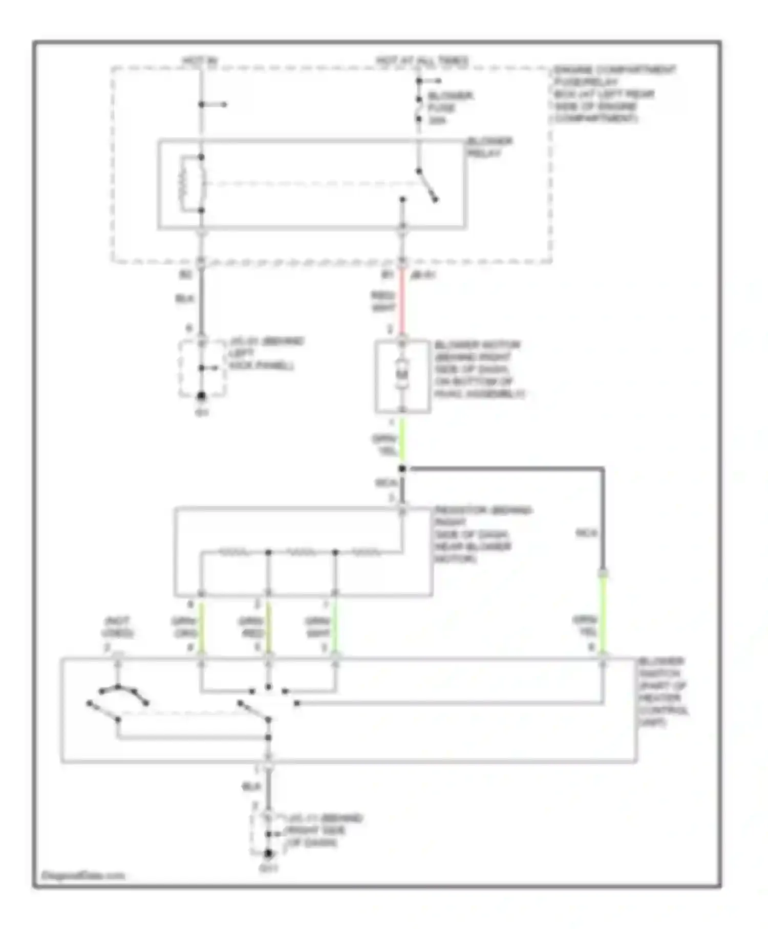 Spectra Kia I facelift (2001-2004): Heater circuit