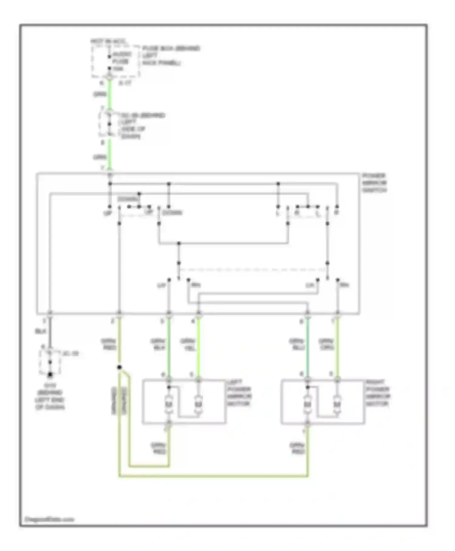 Spectra Kia I facelift (2001-2004): Power mirror circuit