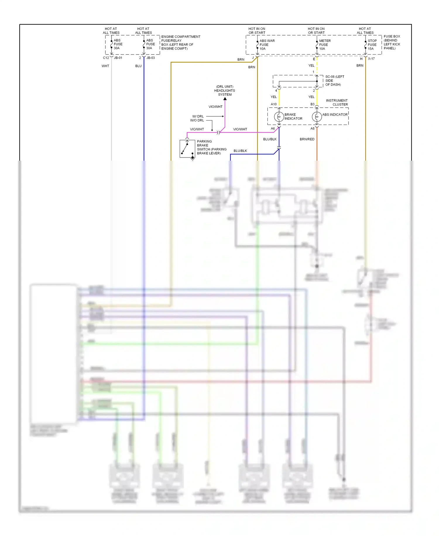 Kia Spectra I facelift (2001-2004) blu/red wiring diagram  (1 of 5)