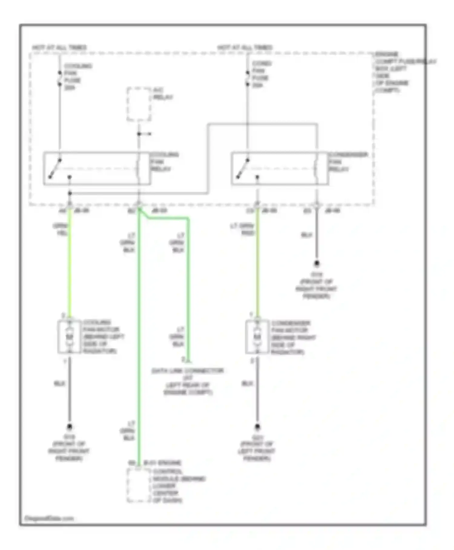 Wiring diagram condenser fan relay for Kia Spectra I facelift (2001-2004) (1 of 4)