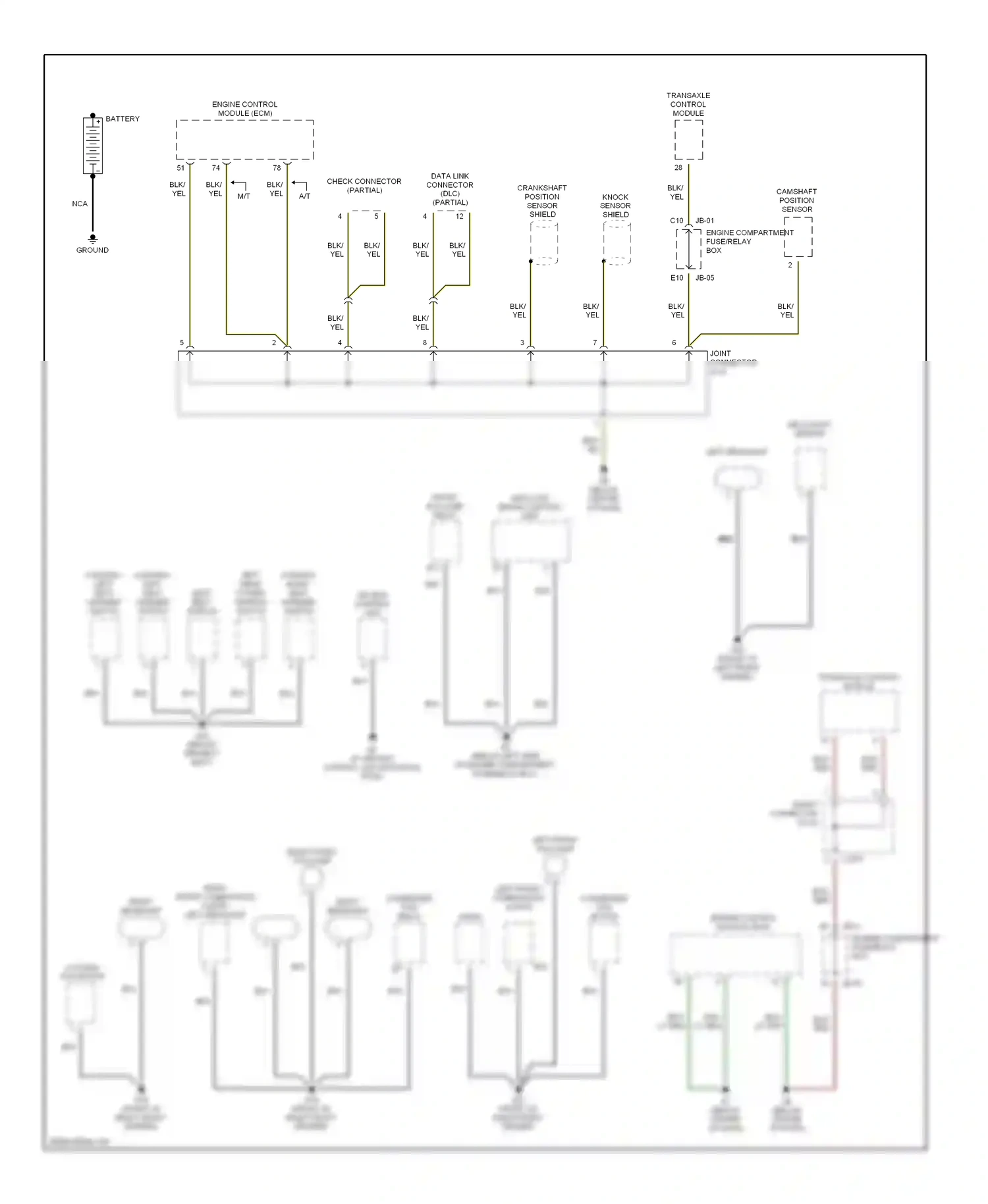 Kia Spectra I facelift (2001-2004) engine control module (ecm) wiring diagram  (1 of 1)