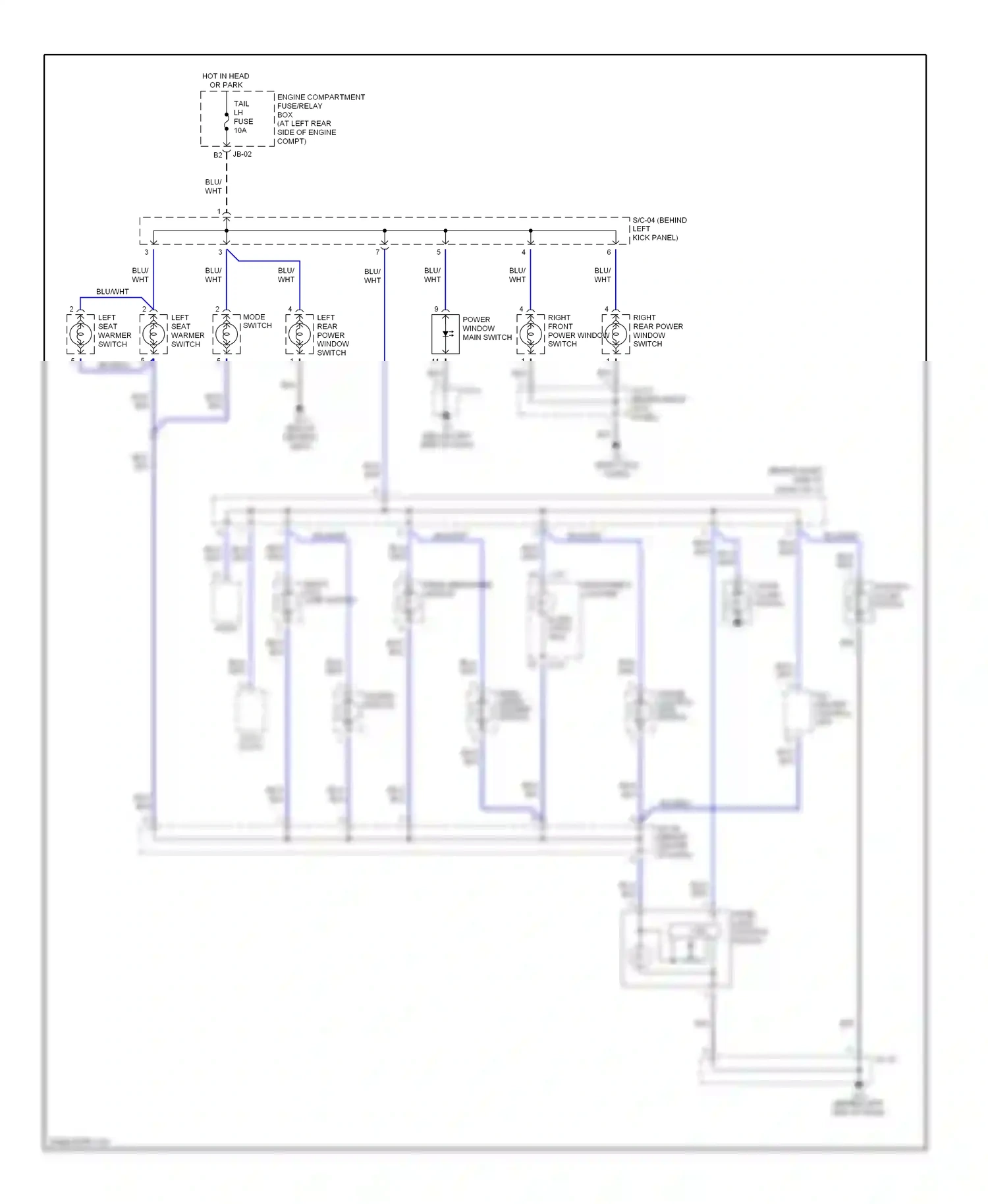 Kia Spectra I facelift (2001-2004) hazard switch wiring diagram  (3 of 4)