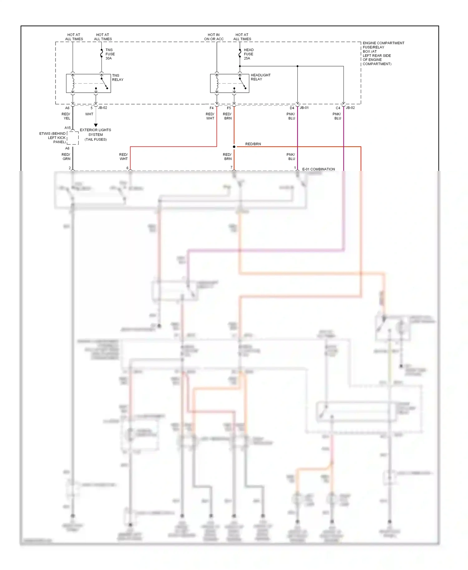 Kia Spectra I facelift (2001-2004) right headlight wiring diagram  (3 of 3)