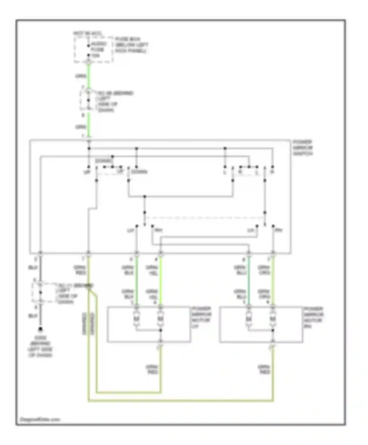 Spectra Kia I (2000-2001): Power mirror circuit