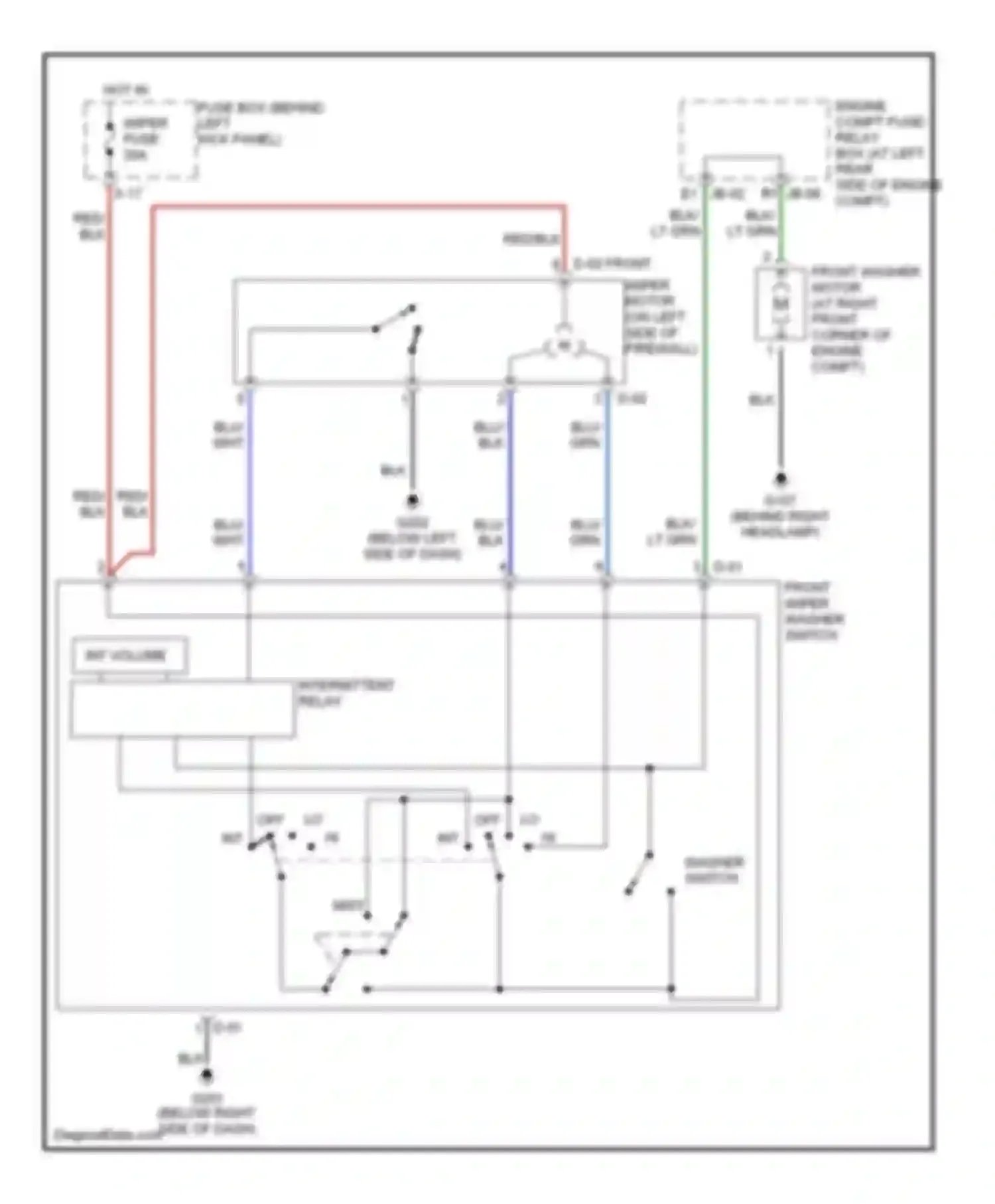 Spectra Kia I (2000-2001): Front washer/wiper circuit