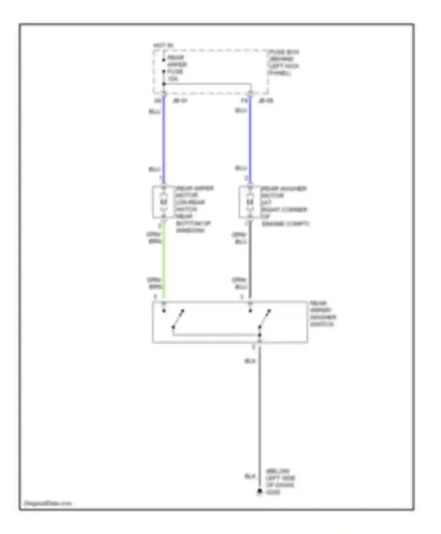 Spectra Kia I (2000-2001): Rear washer/wiper circuit