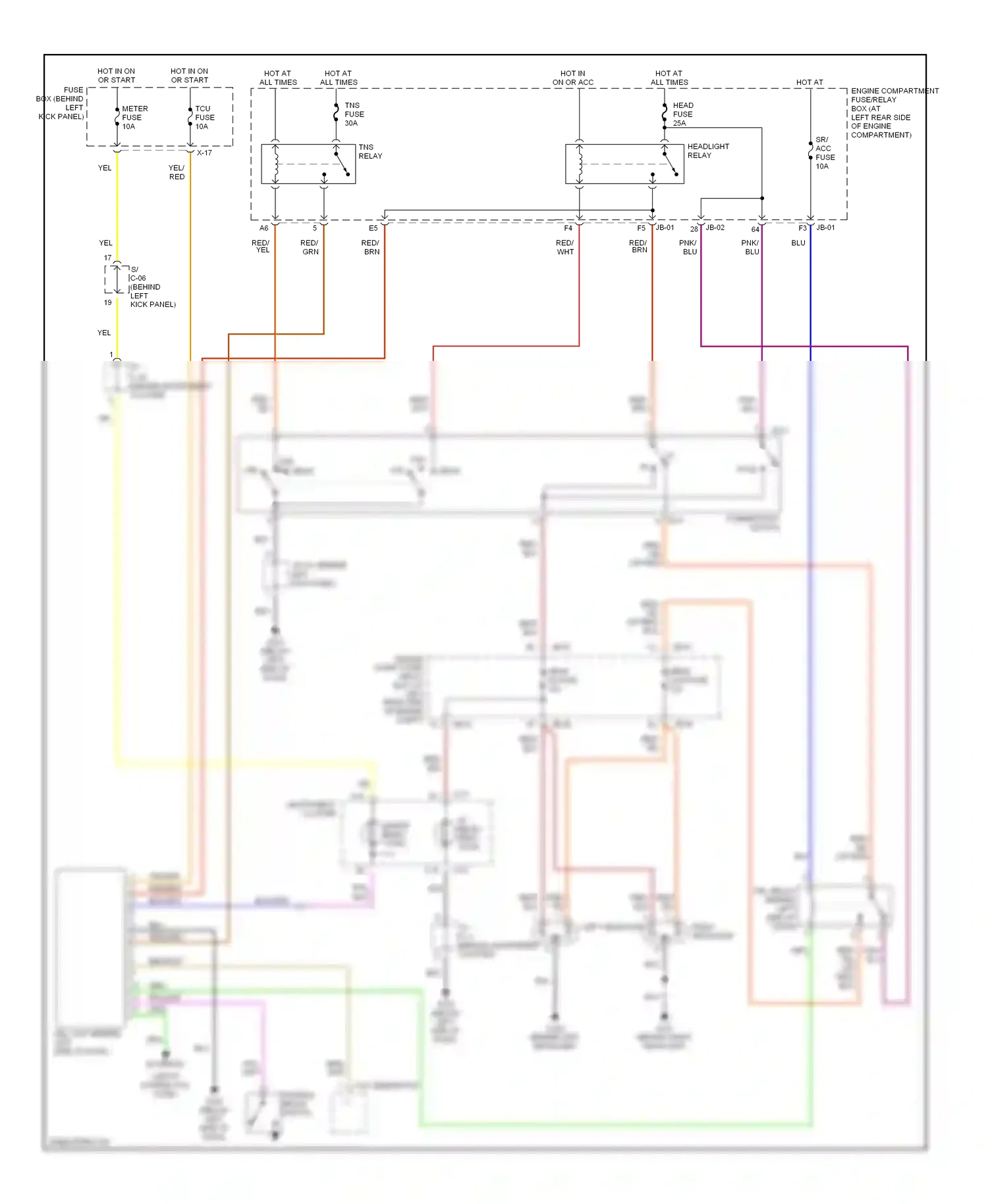 Wiring diagram right headlight for Kia Spectra I (2000-2001) (2 of 3)