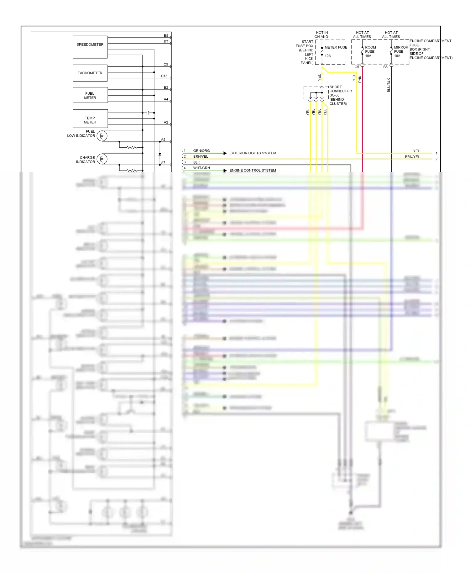 Kia Spectra I (2000-2001) transmission system interior lights system wiring diagram  (1 of 1)