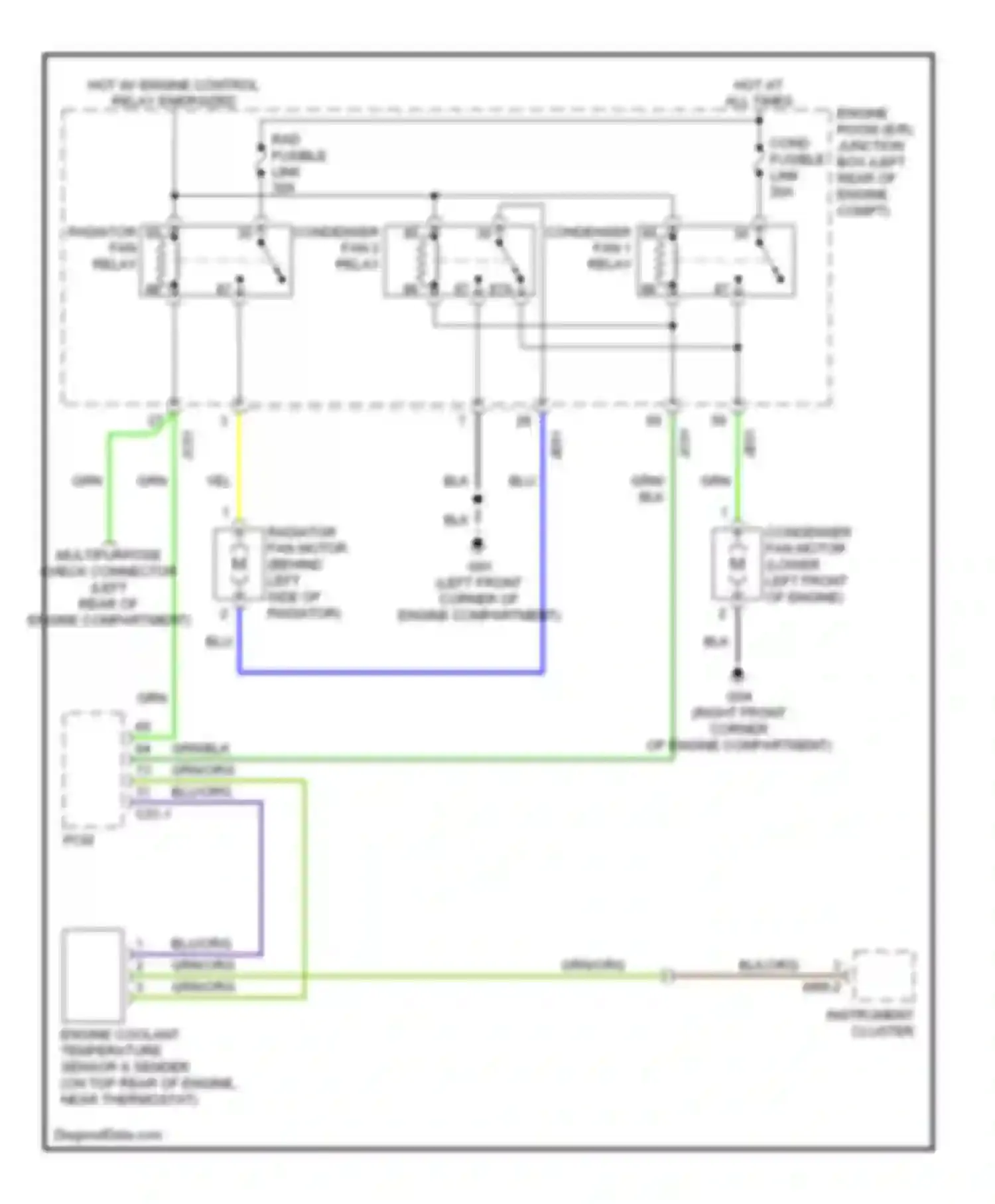Spectra Kia II (2004-2008): Cooling fan circuit