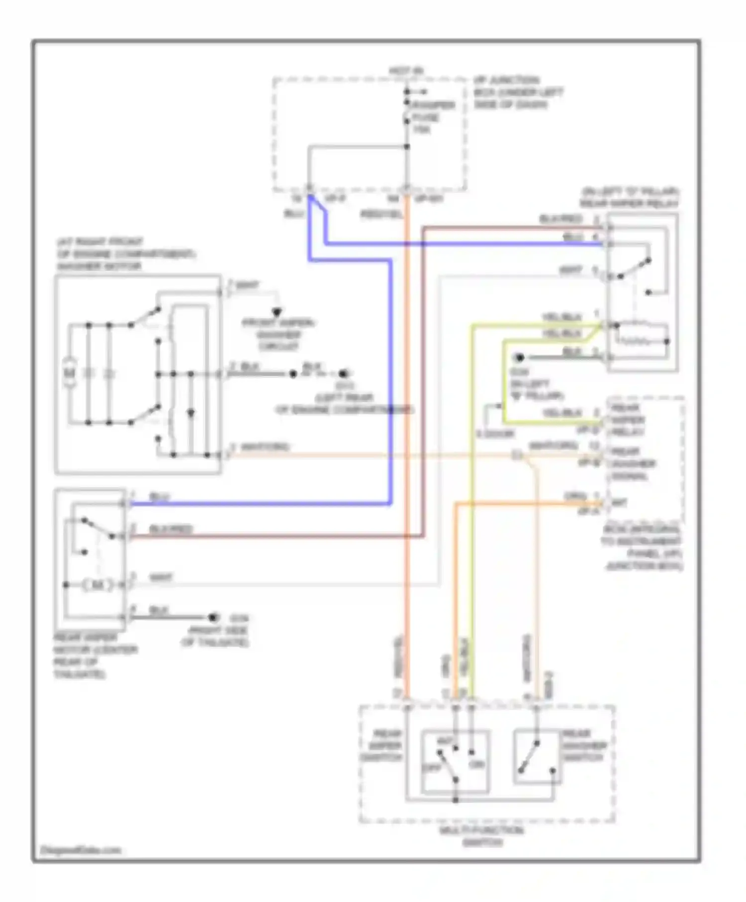 Spectra Kia II (2004-2008): Rear wiper/washer circuit