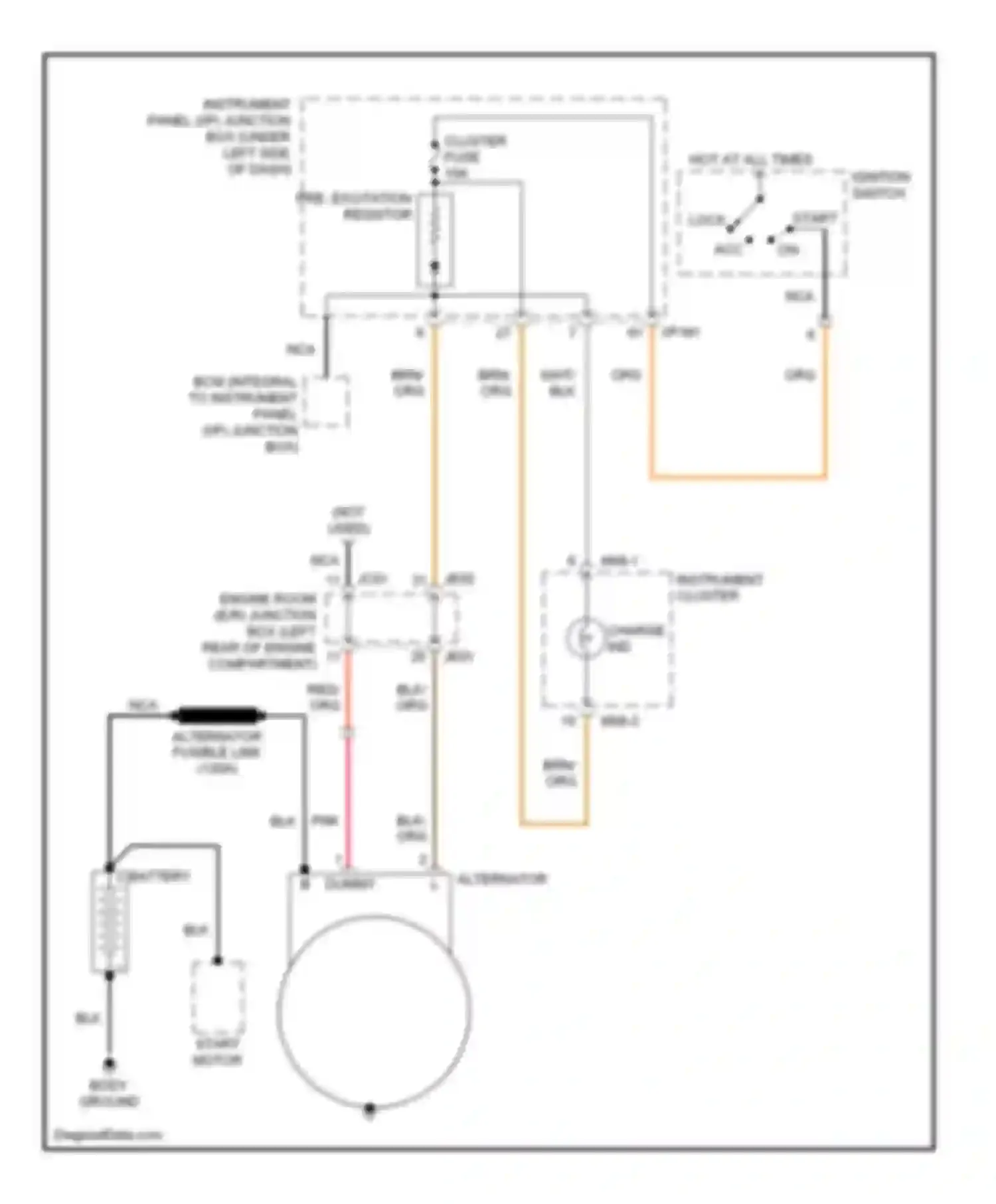 Wiring diagram ignition switch for Kia Spectra II (2004-2008)