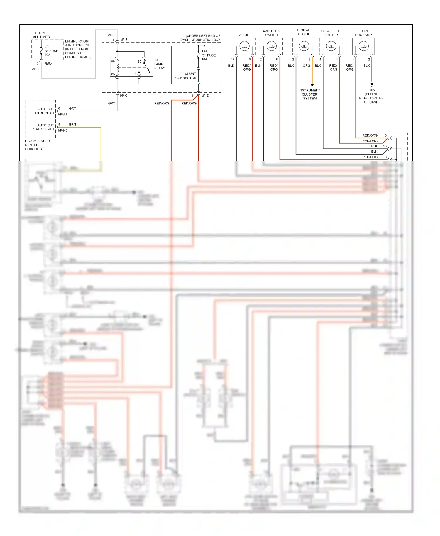Wiring diagram hazard switch for Kia Sportage II (2004-2008) (2 of 3)