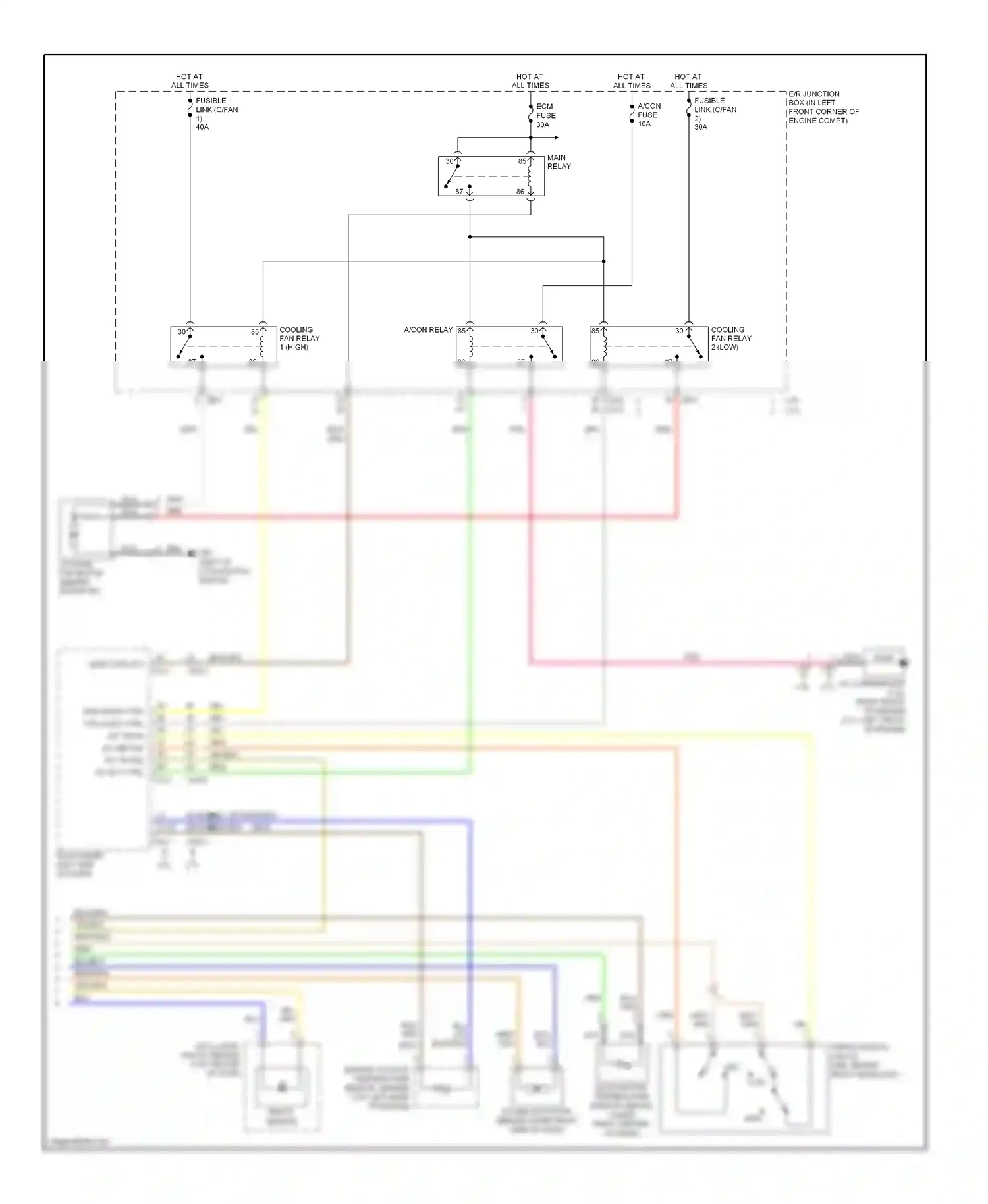Wiring diagram main ctrl rly for Kia Sportage II (2004-2008) (1 of 2)