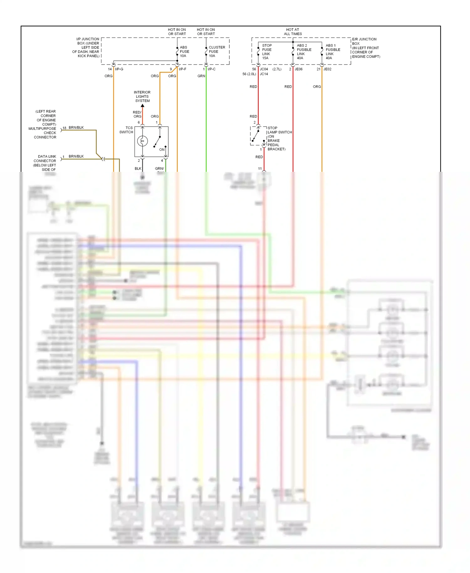 Wiring diagram tcs switch for Kia Sportage II (2004-2008) (1 of 2)