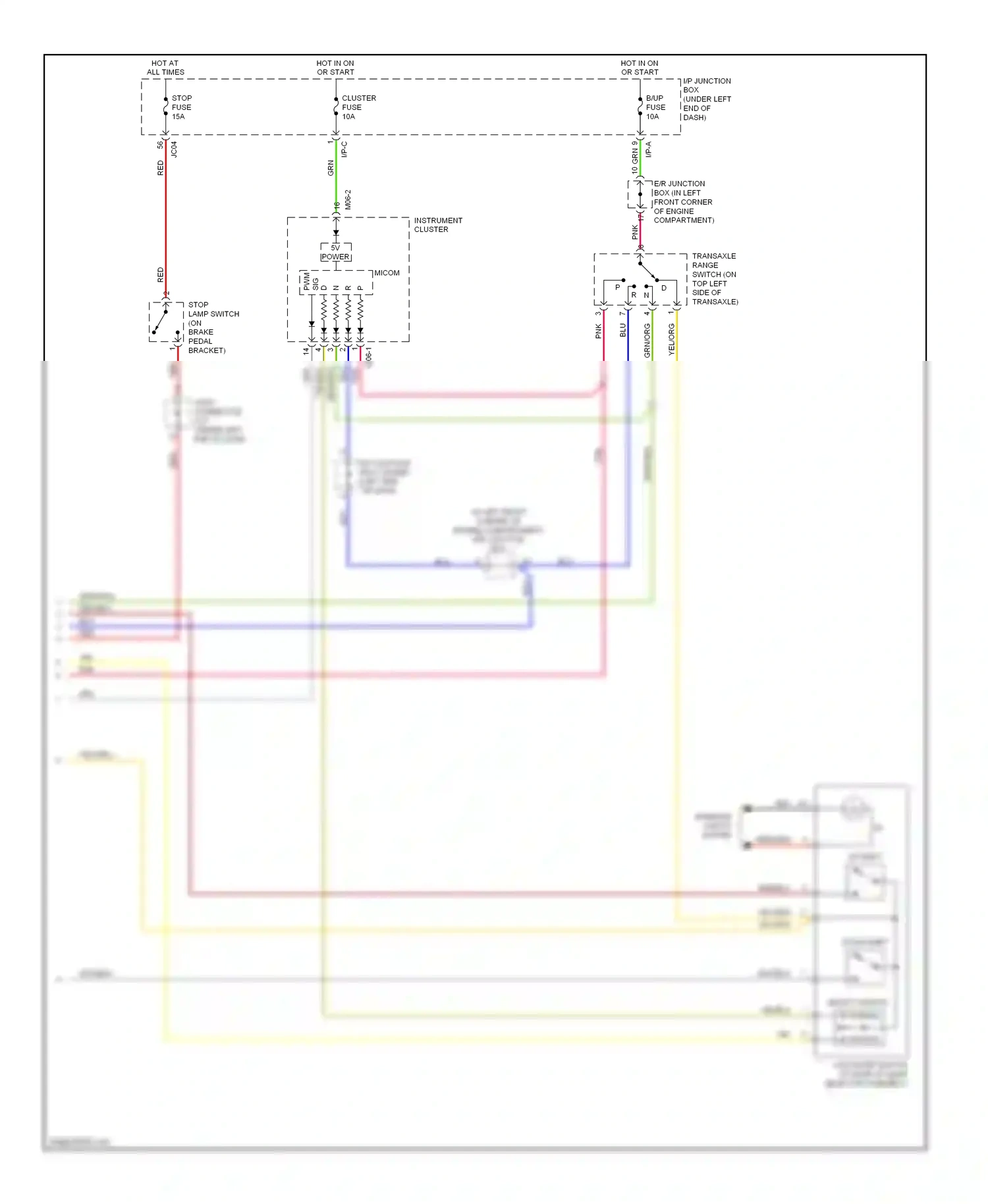 Wiring diagram transaxle range for Kia Sportage II (2004-2008) (1 of 1)
