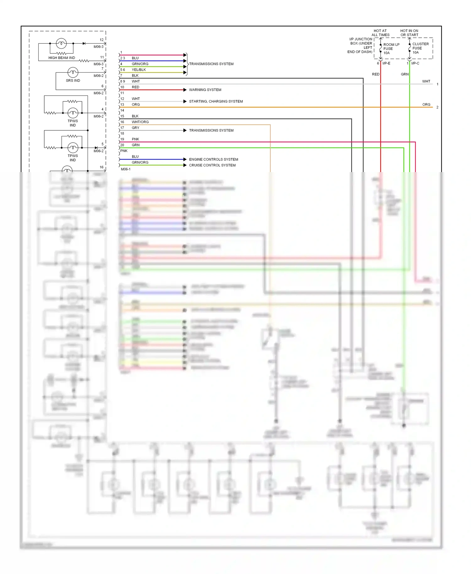 Wiring diagram warning system for Kia Sportage II (2004-2008) (1 of 2)