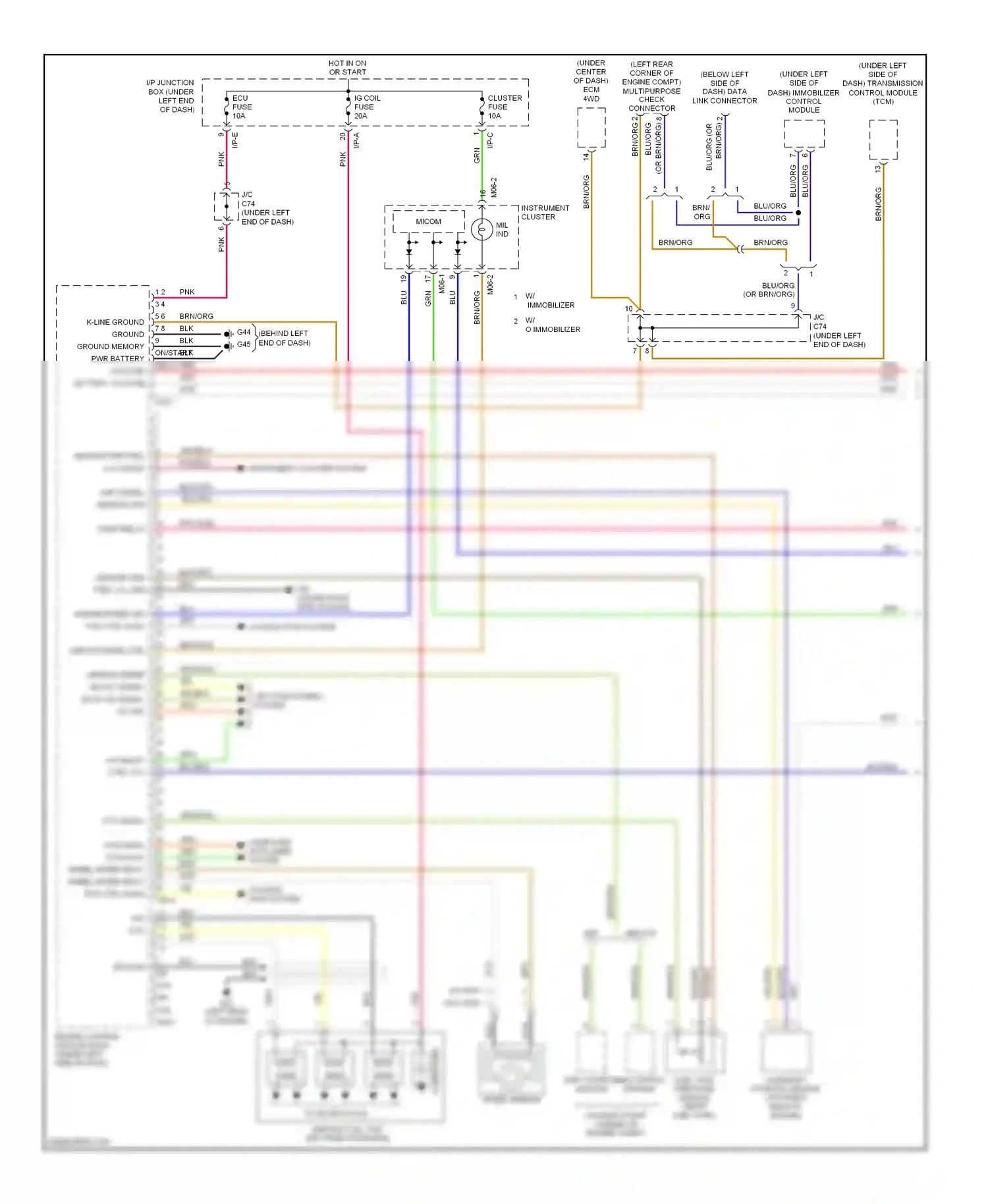 Wiring diagram wheel sensor for Kia Sportage II (2004-2008) (2 of 2)