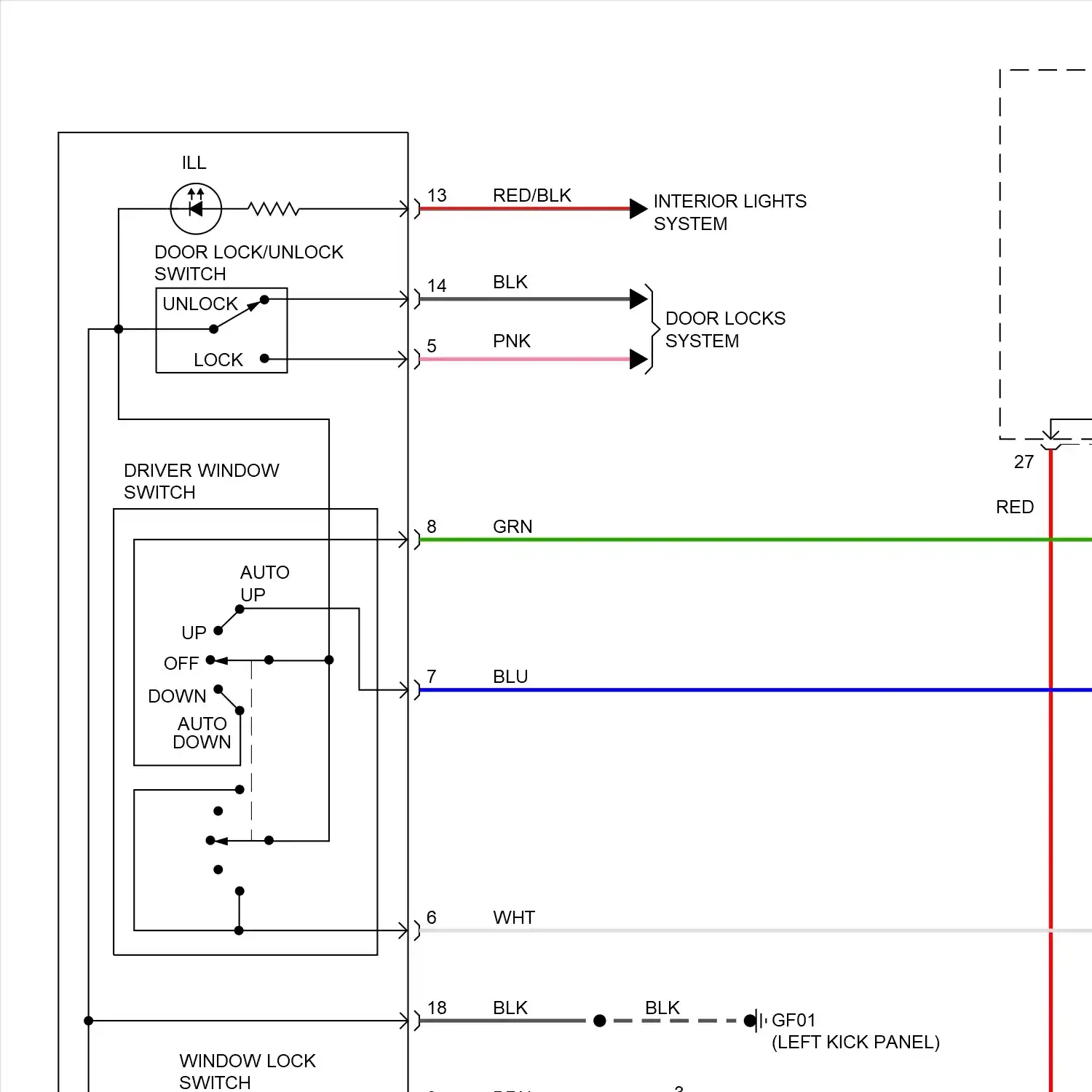 demo - Power windows circuit, w/ driver auto up/down & safety power windows (1 of 2) Power windows circuit, w/ driver auto up/down & safety power windows (1 of 2)
