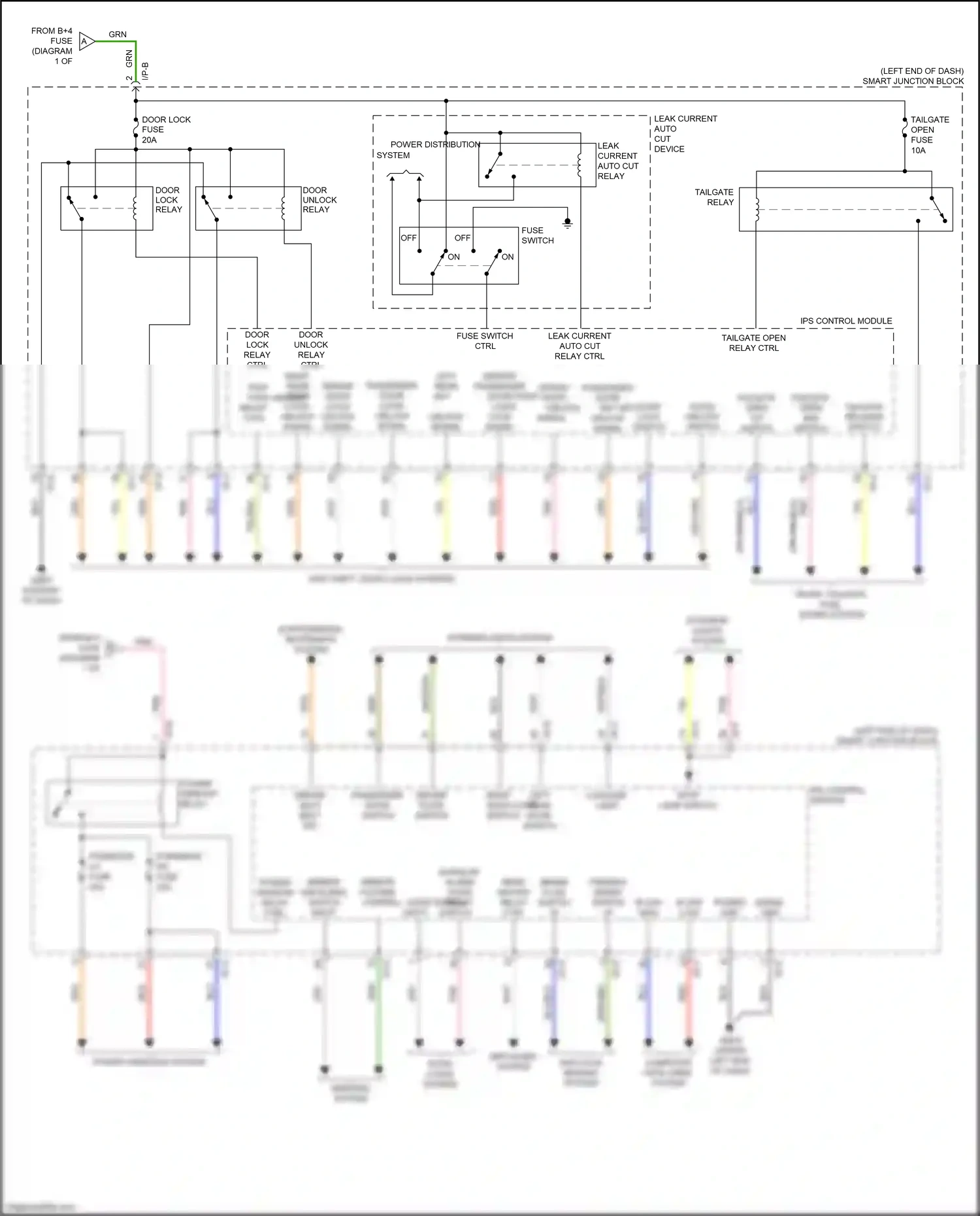 Wiring diagram tailgate release switch for Kia Sportage IV facelift (2018-2022) (1 of 2)