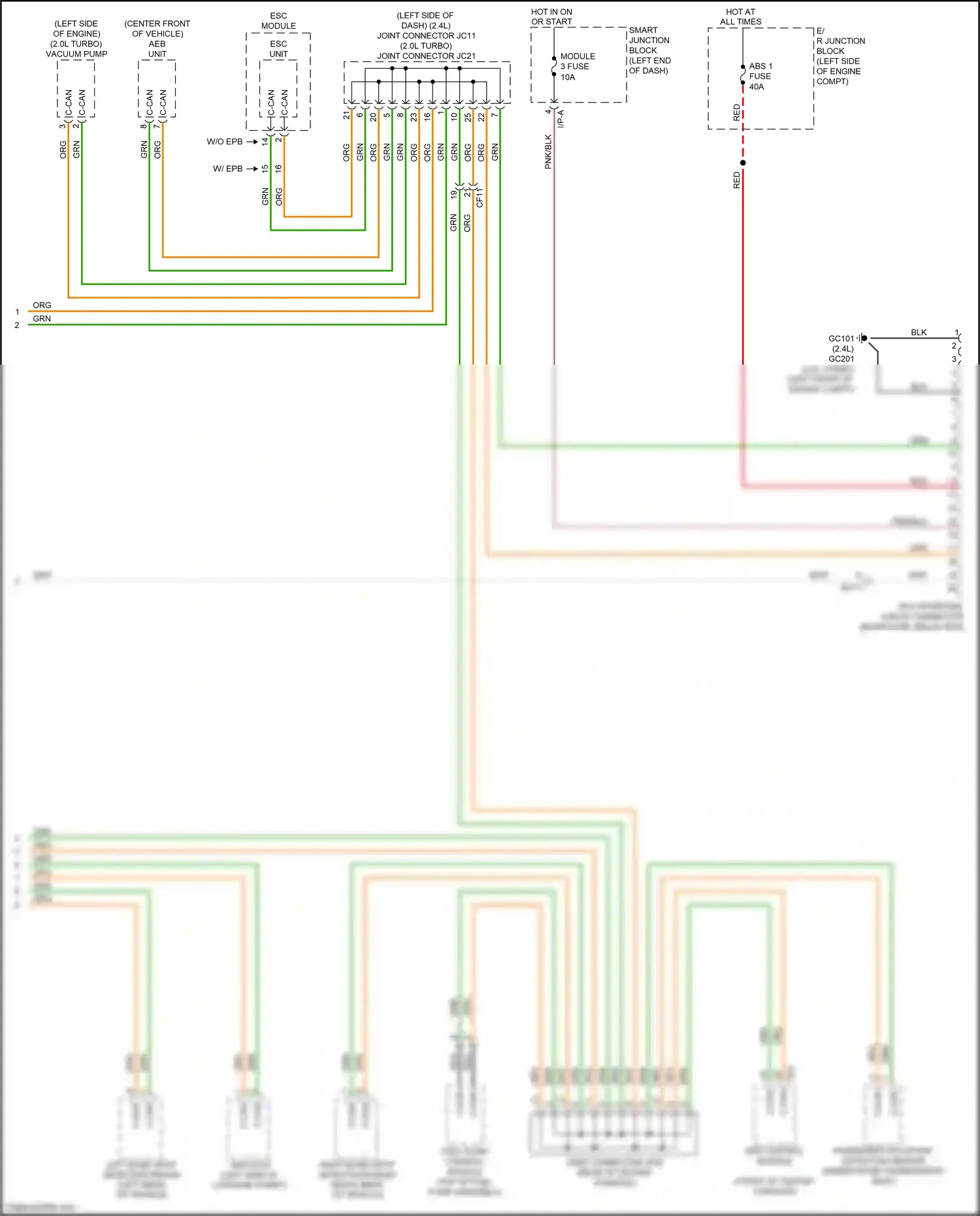 Wiring diagram aeb unit for Kia Sportage IV (2015-2018) (2 of 4)