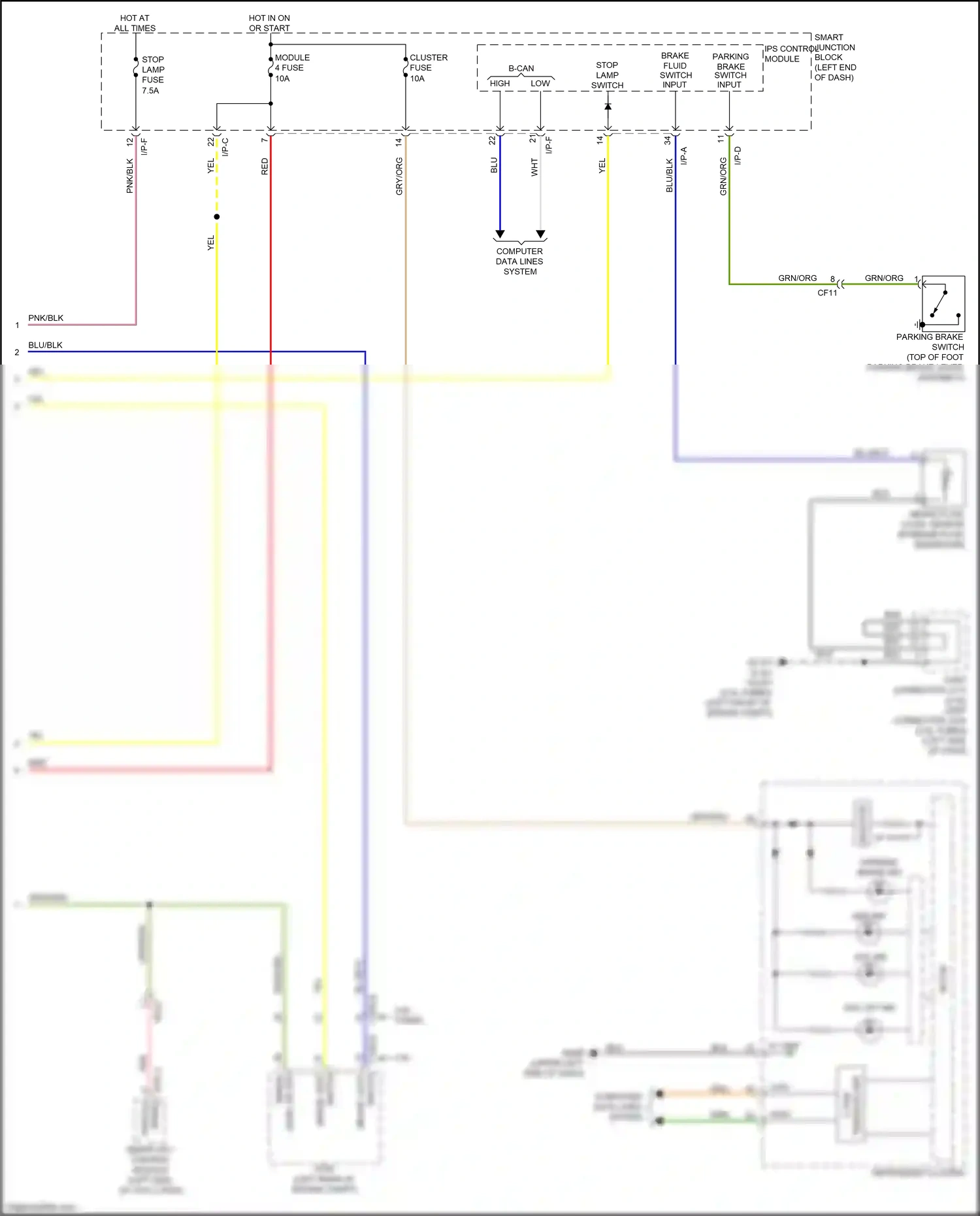 Wiring diagram brake fluid switch input for Kia Sportage IV (2015-2018) (1 of 2)