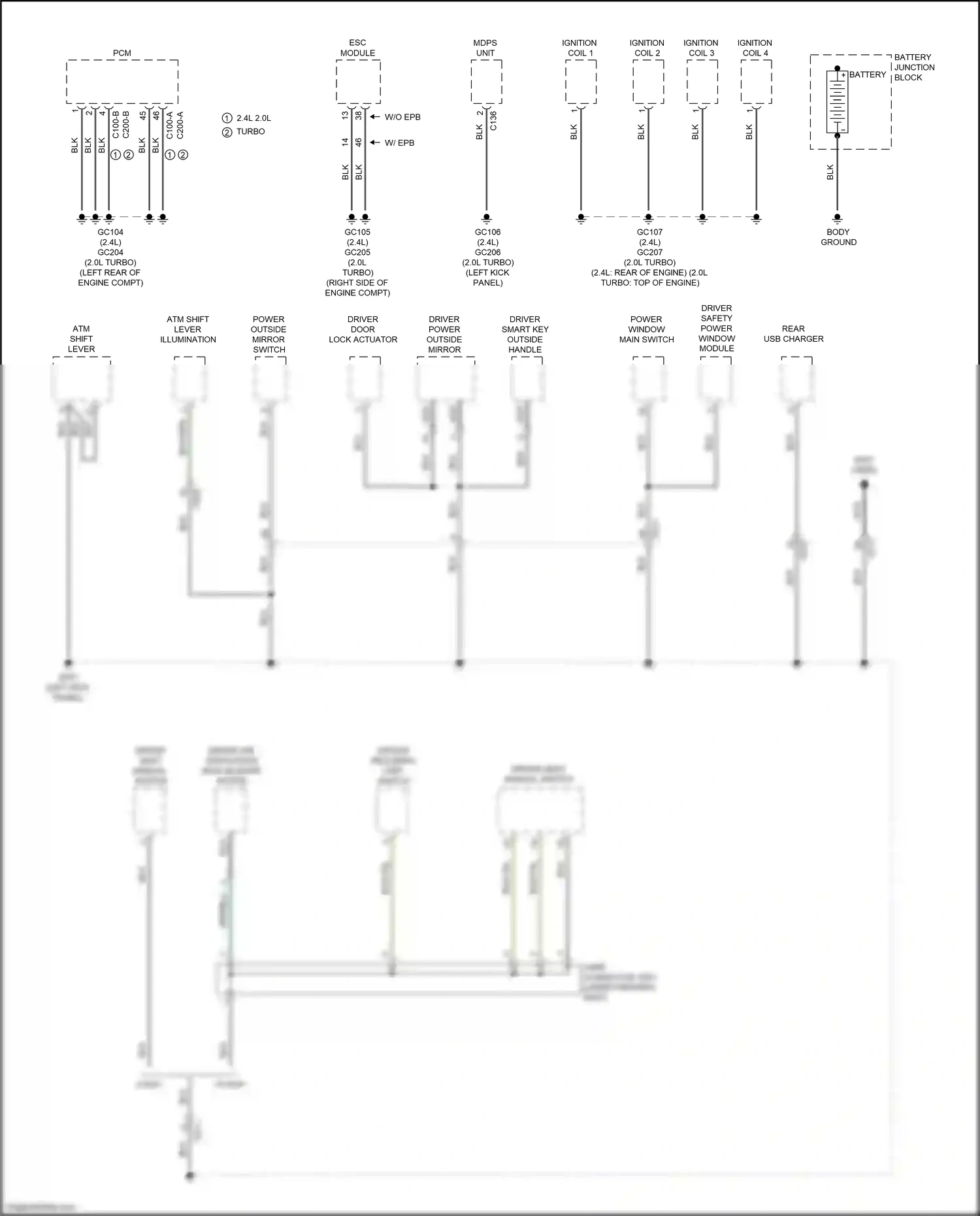 Wiring diagram esc module for Kia Sportage IV (2015-2018) (3 of 8)