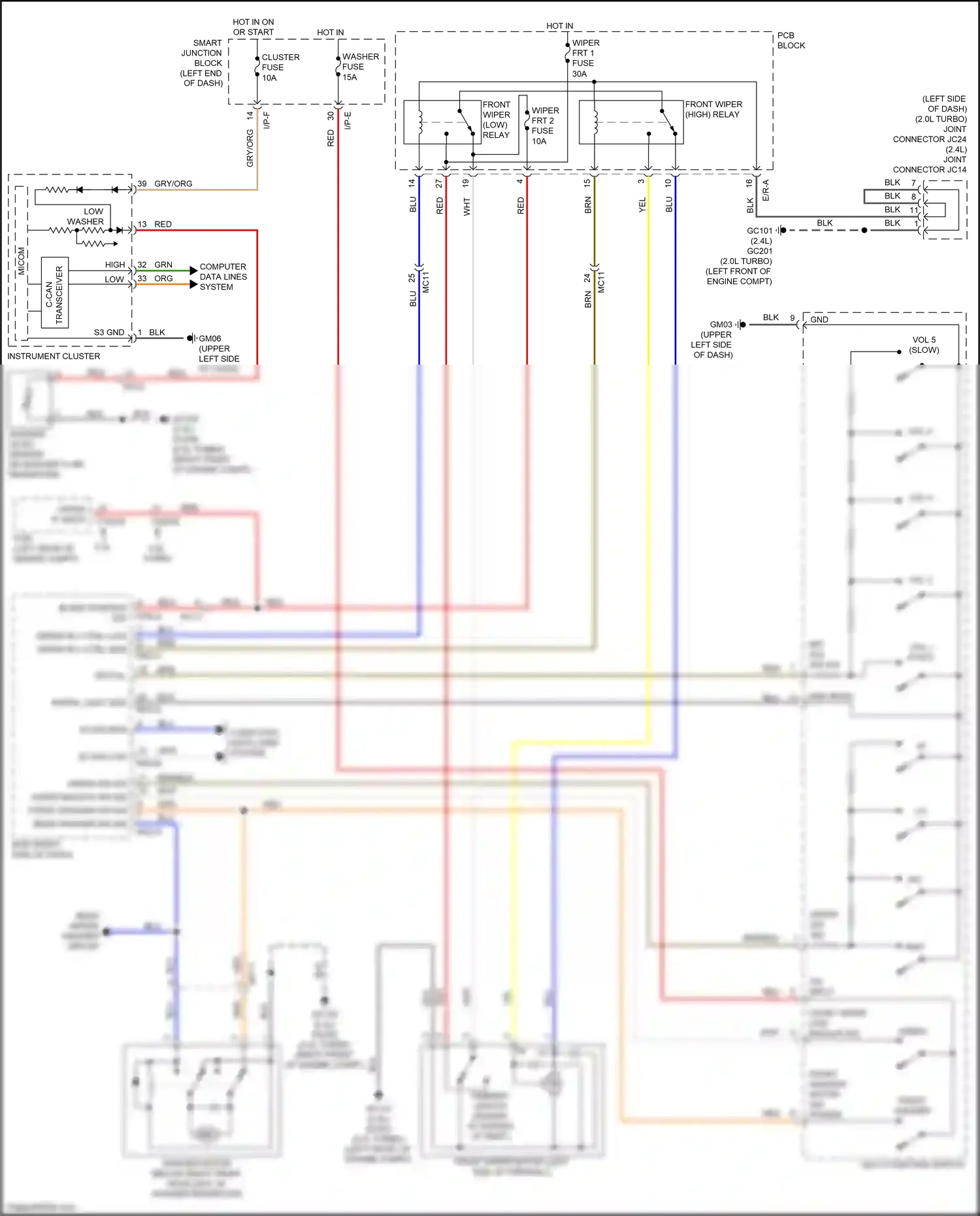 Wiring diagram washer level sensor for Kia Sportage IV (2015-2018) (1 of 2)