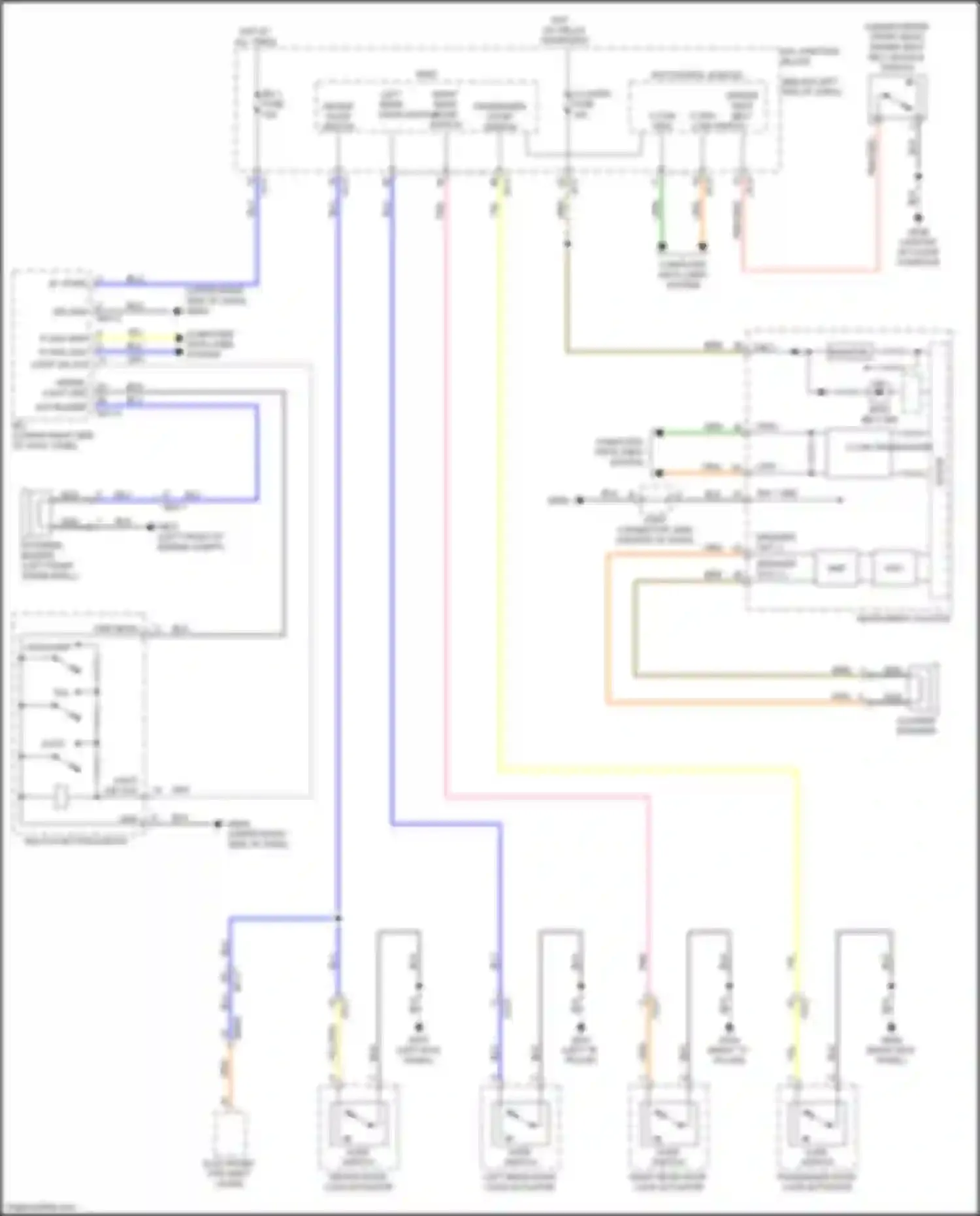 Wiring diagram left rear door switch for Kia Stinger I (2017-2021) (1 of 2)