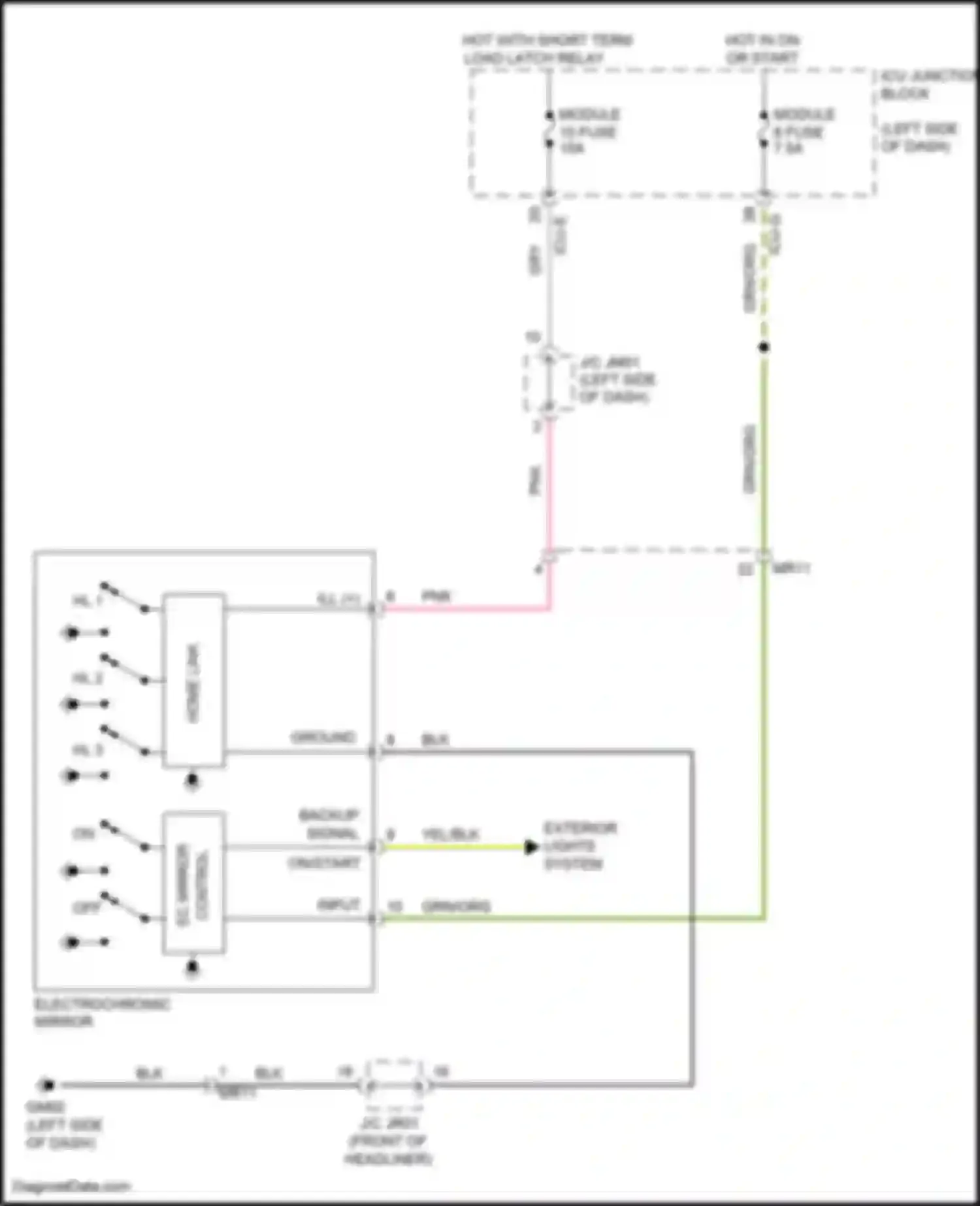 Telluride Kia I (2019-2022): Electrochromic mirror circuit, w/ home link