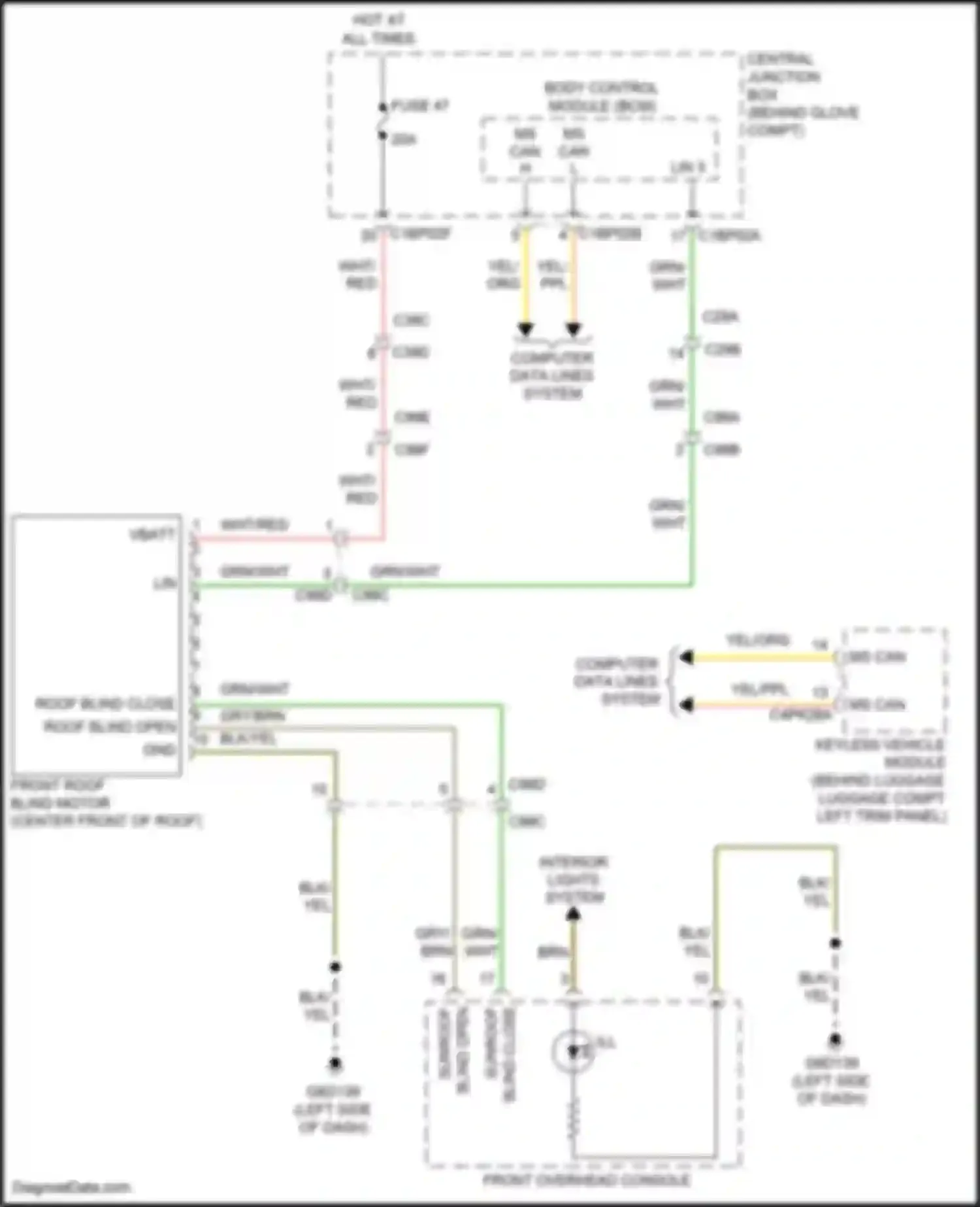 Wiring diagram front overhead console for Land Rover Discovery Sport L550 (2014-2019) (6 of 16)
