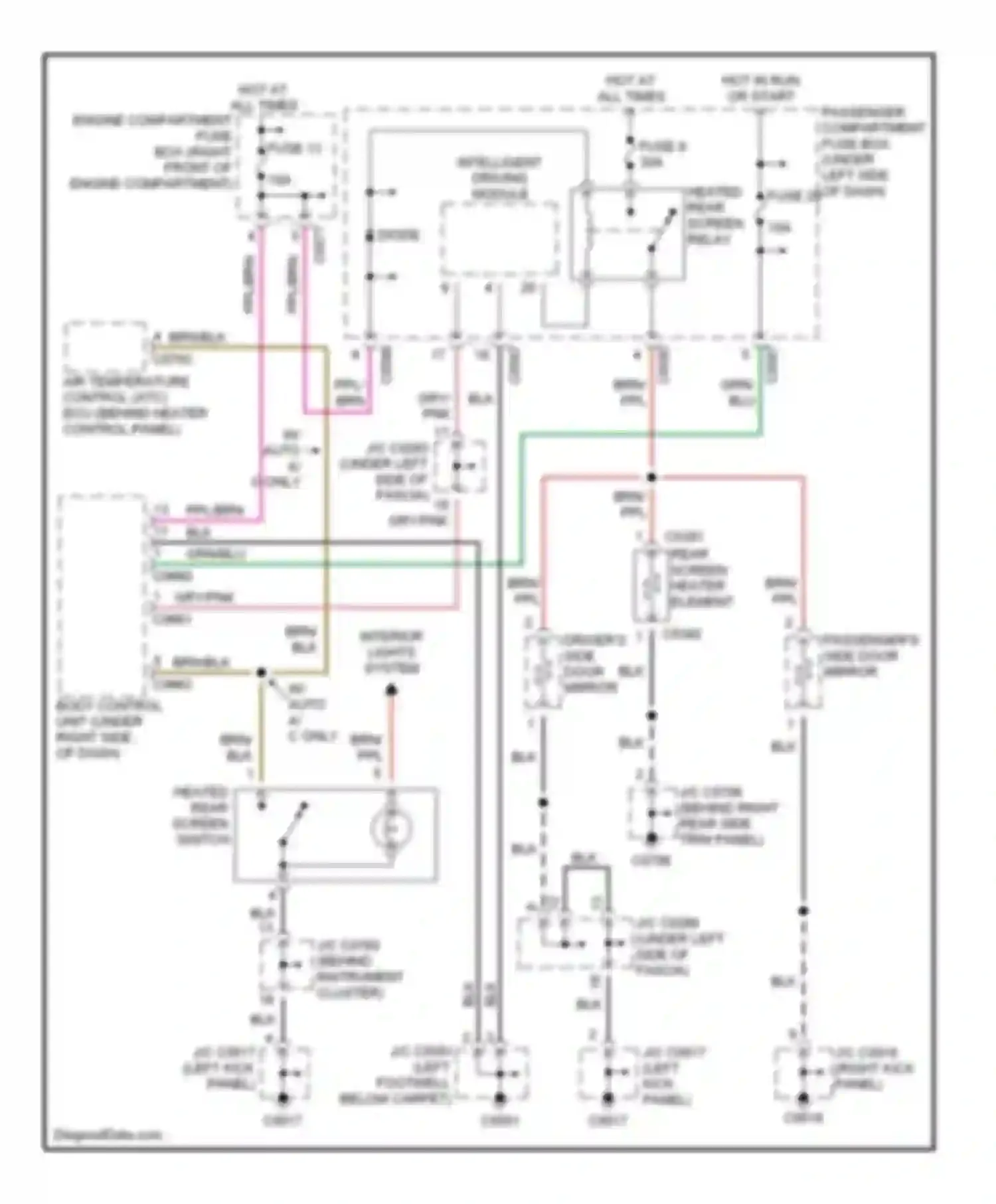 Discovery Land Rover II (1998-2004): Rear defogger & heated mirrors circuit