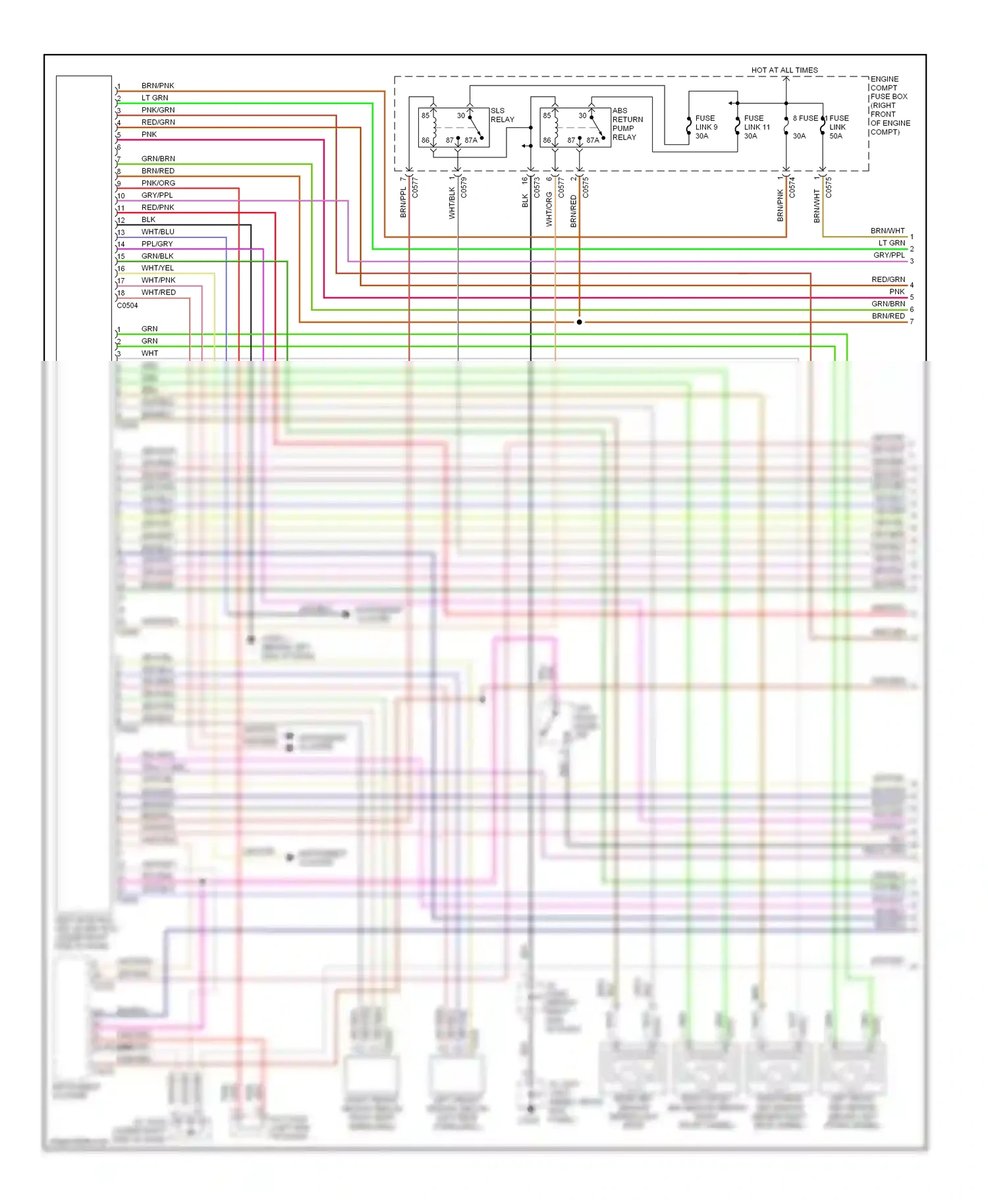Wiring diagram abs return pump relay for Land Rover Discovery II (1998-2004) (2 of 4)