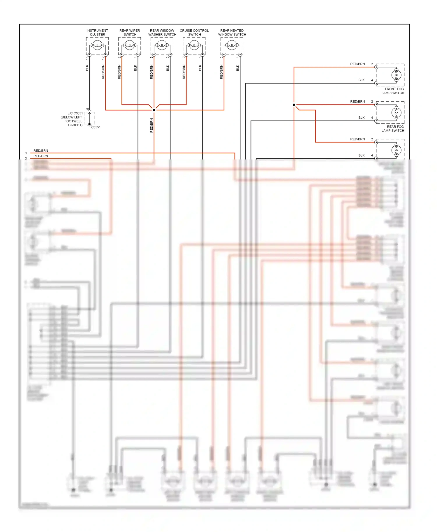 Wiring diagram front heated windshield switch for Land Rover Discovery II (1998-2004) (1 of 1)