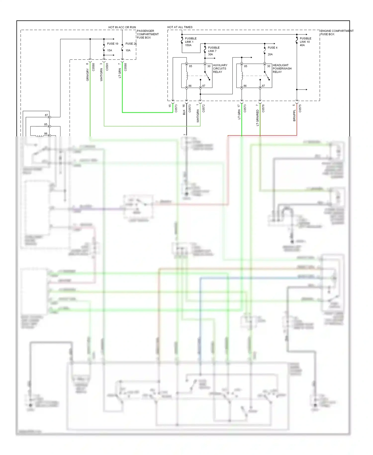 Wiring diagram front wiper/ washer switch for Land Rover Discovery II (1998-2004) (1 of 2)