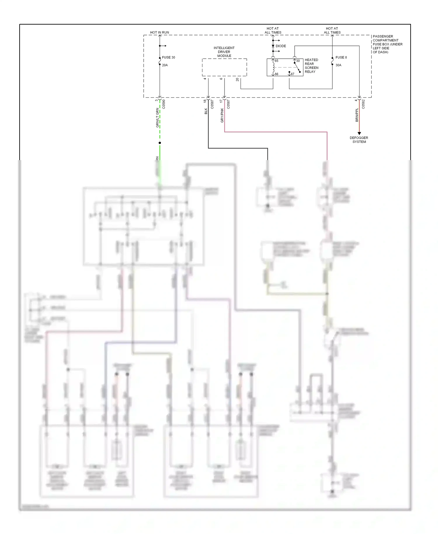 Wiring diagram heated rear window switch for Land Rover Discovery II (1998-2004) (1 of 1)