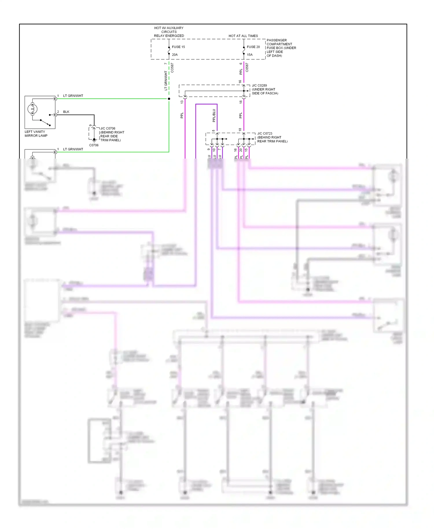 Wiring diagram ignition switch illumination for Land Rover Discovery II (1998-2004) (1 of 2)